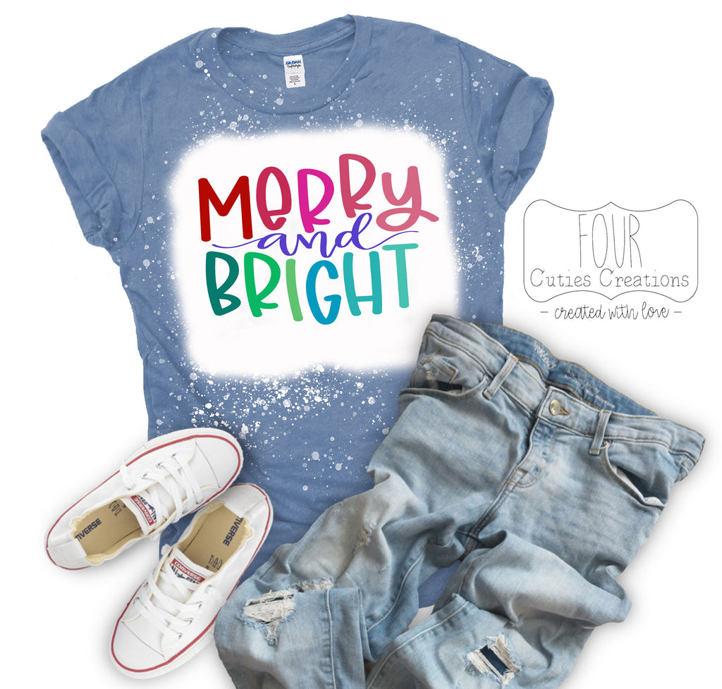 Merry and Bright Bleached Tee