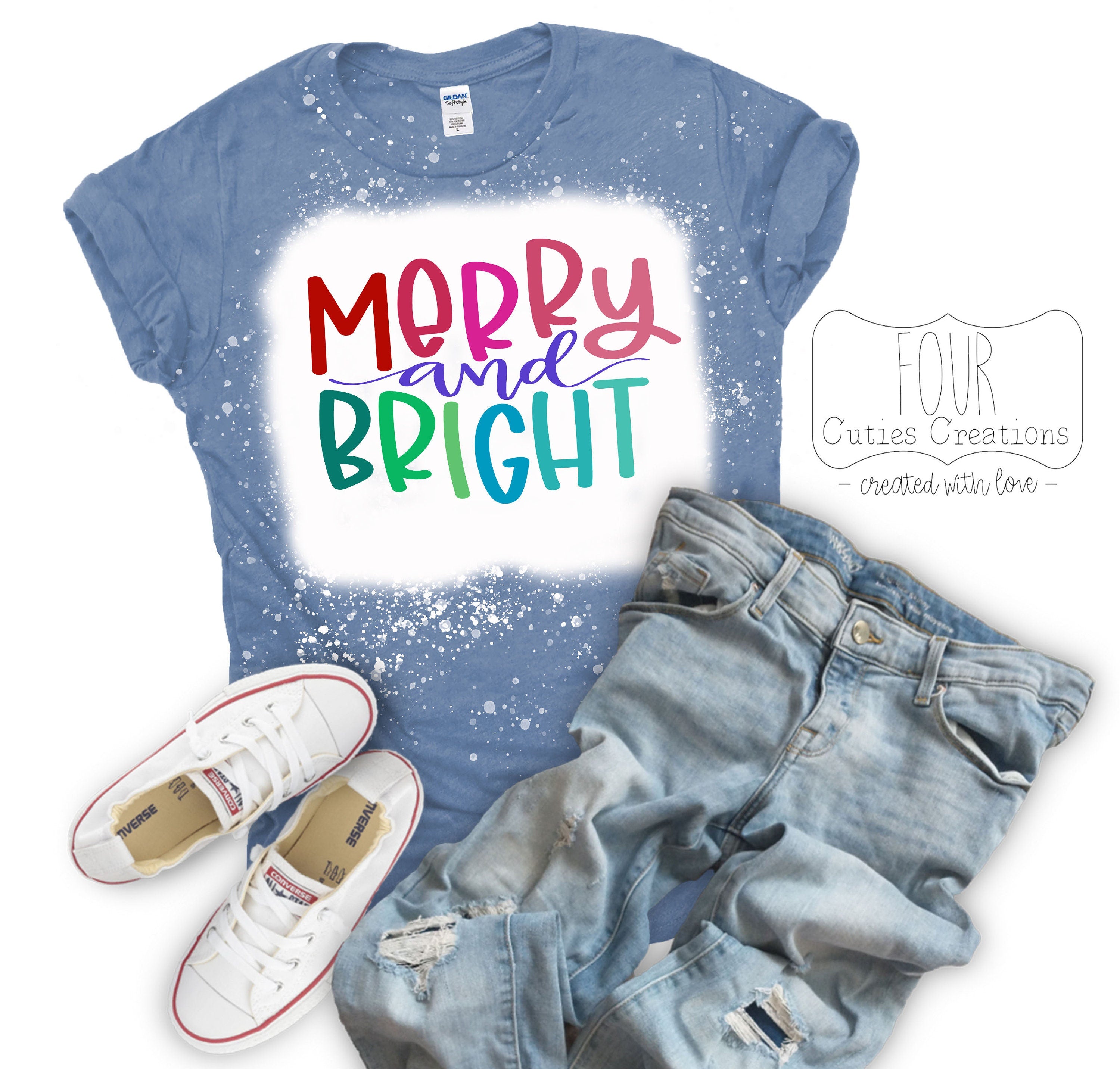 Merry and Bright Bleached Tee