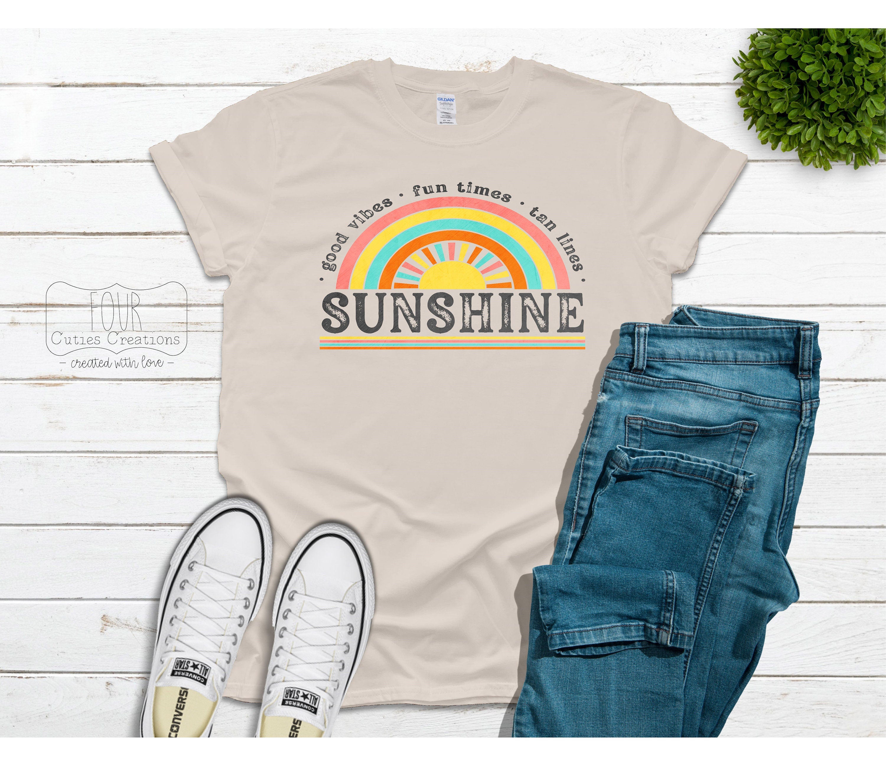 Sunshine Rainbow Bleached or Solid Tee
