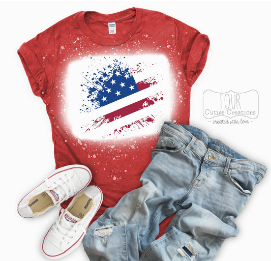 American Flag Paint Splatter Bleached or Solid Tee