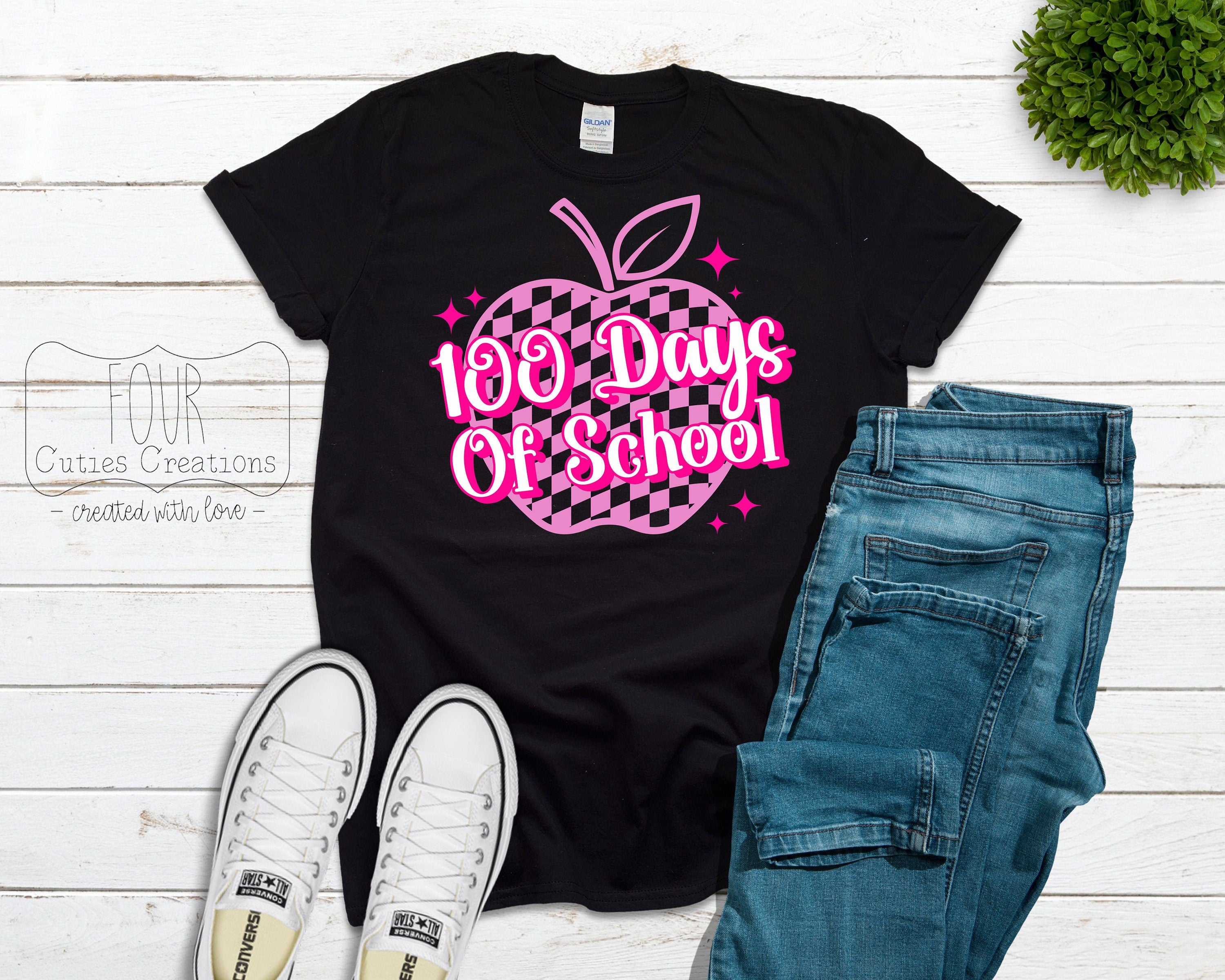 100 Days of School Pink Apple Shirt