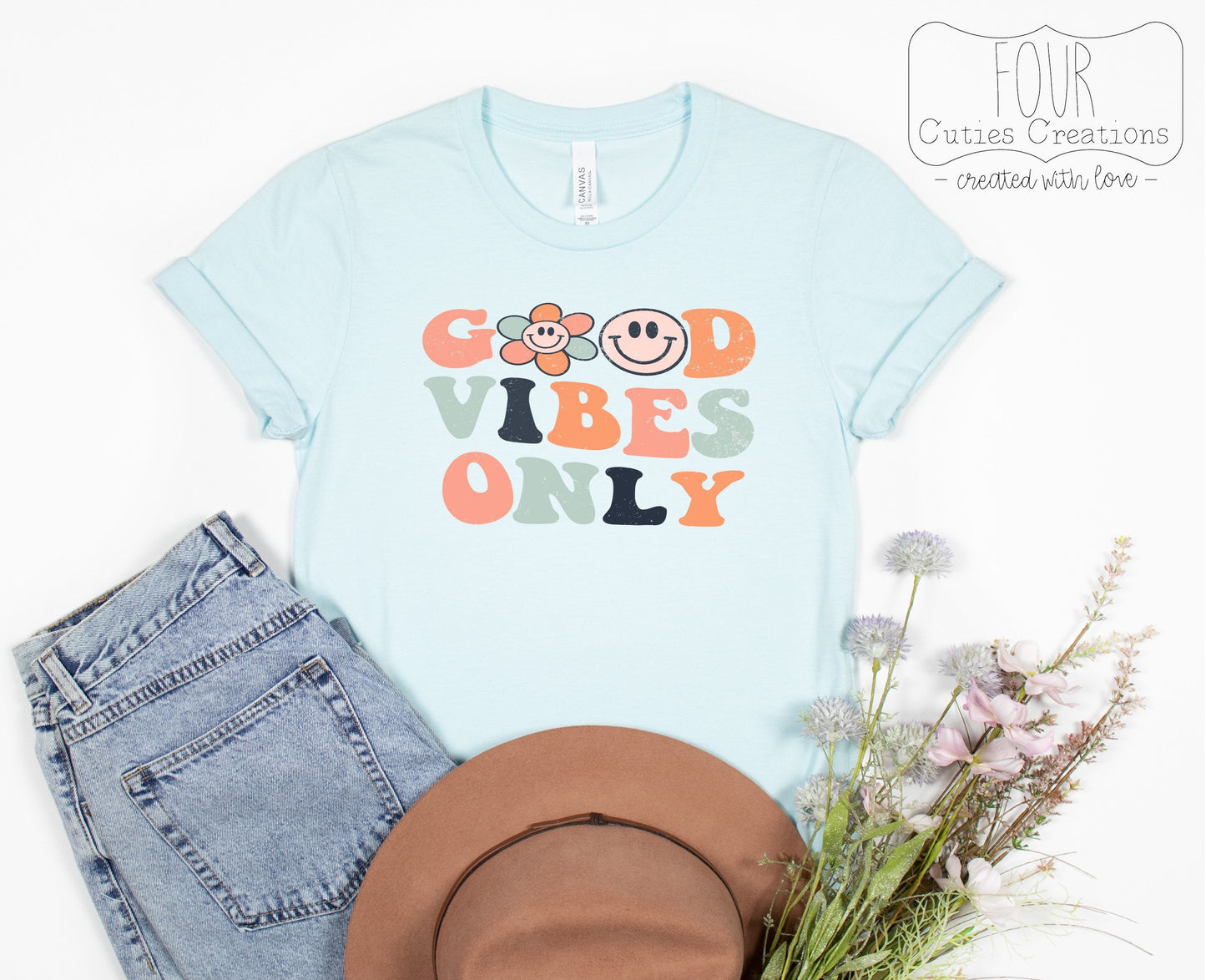 Good Vibes Only Retro Inspired Tee