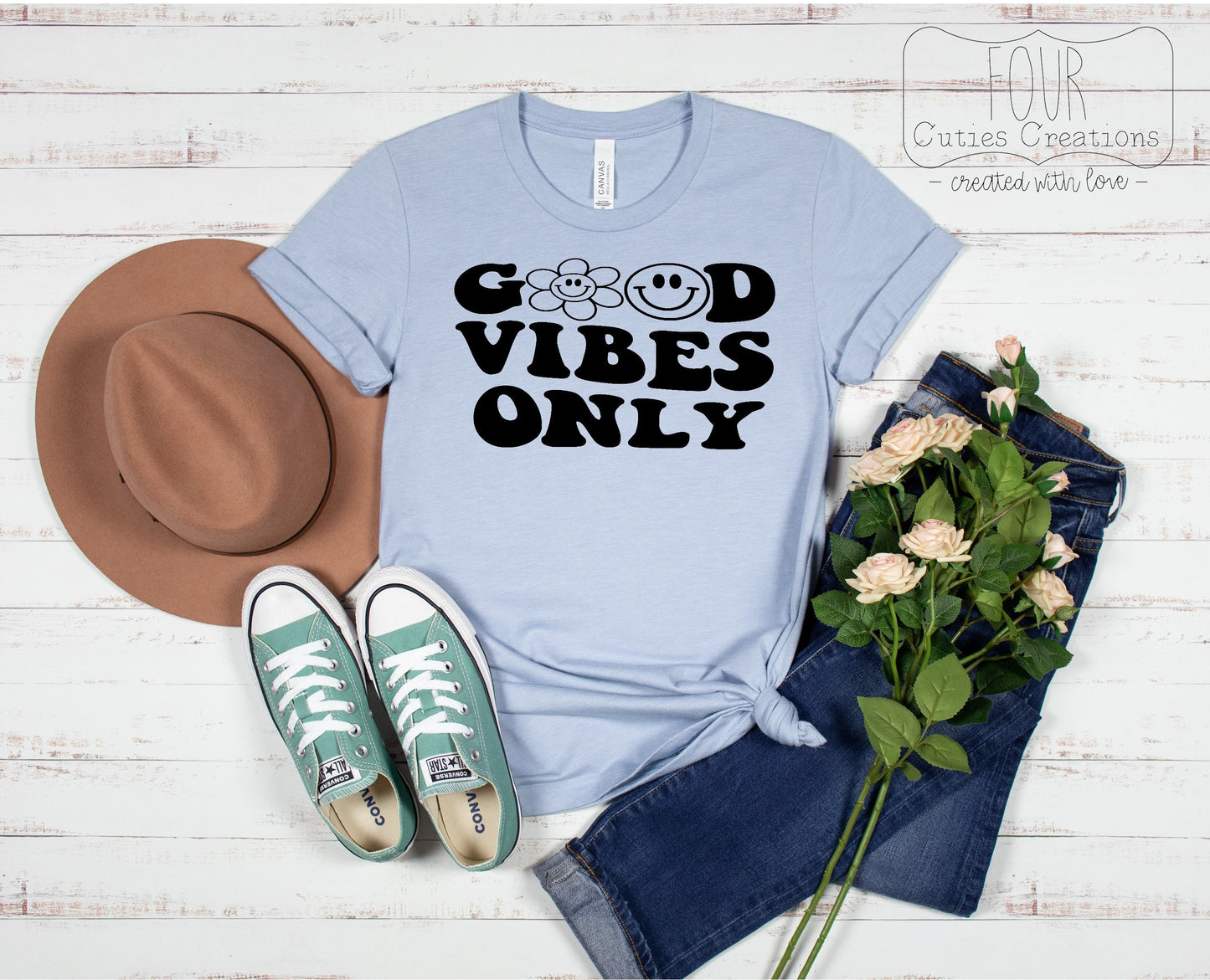 Good Vibes Only Retro Inspired Tee