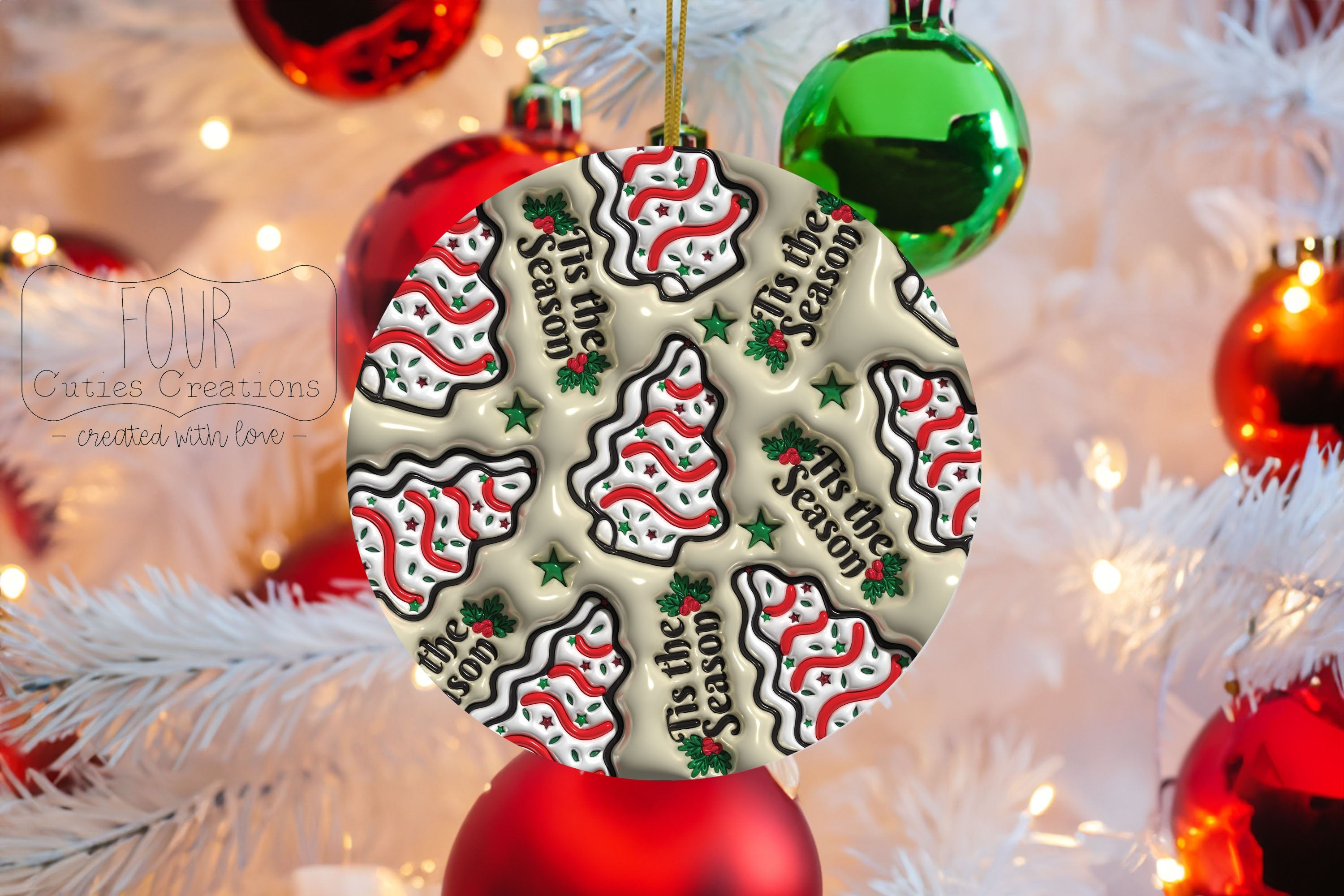 Tis the Season Cake Tree Ornament