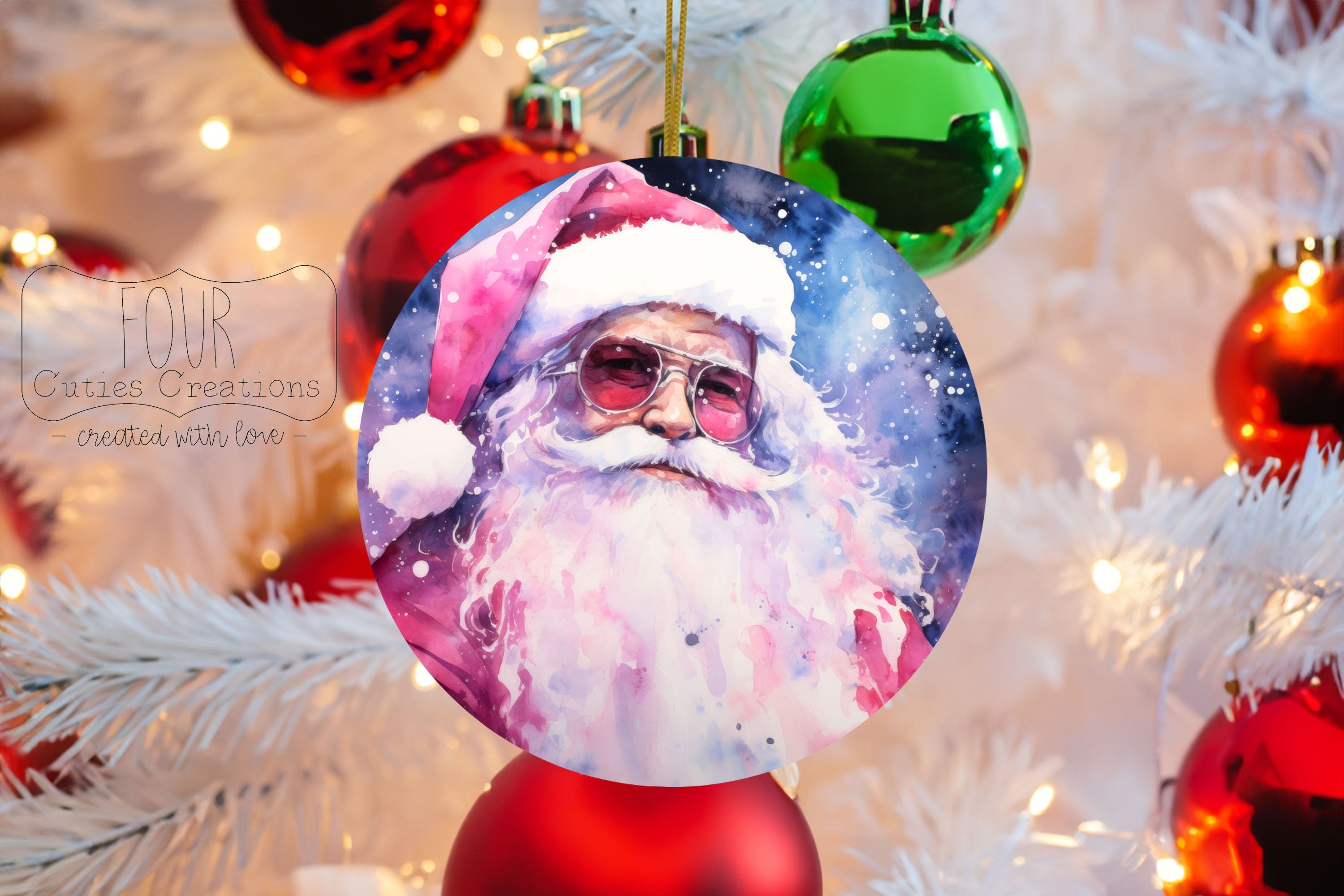 Cosmic Santa Watercolor Ornament