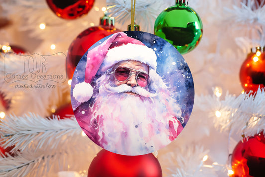 Cosmic Santa Watercolor Ornament