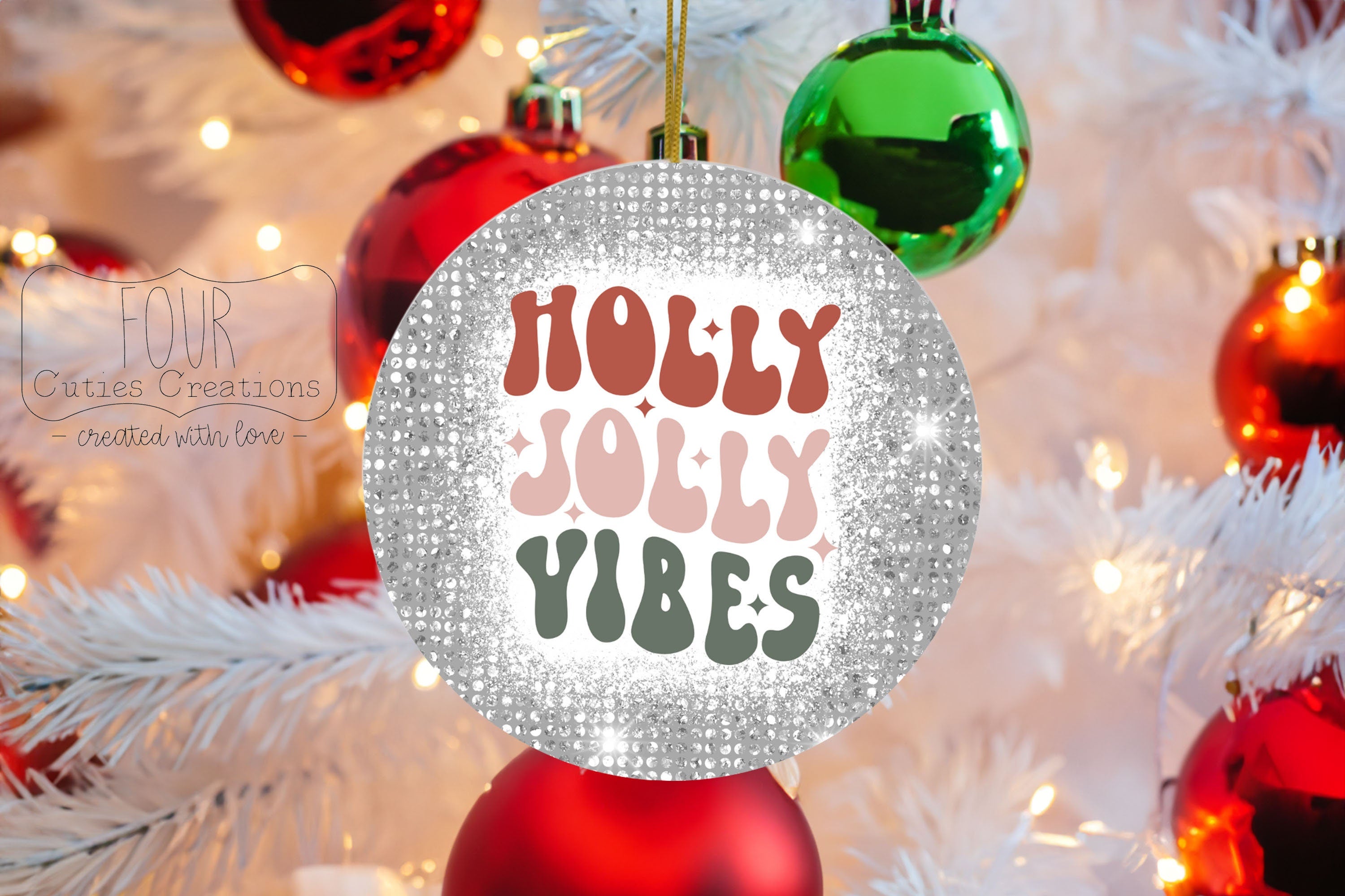 Holly Jolly Vibes Rhinestone Ornament