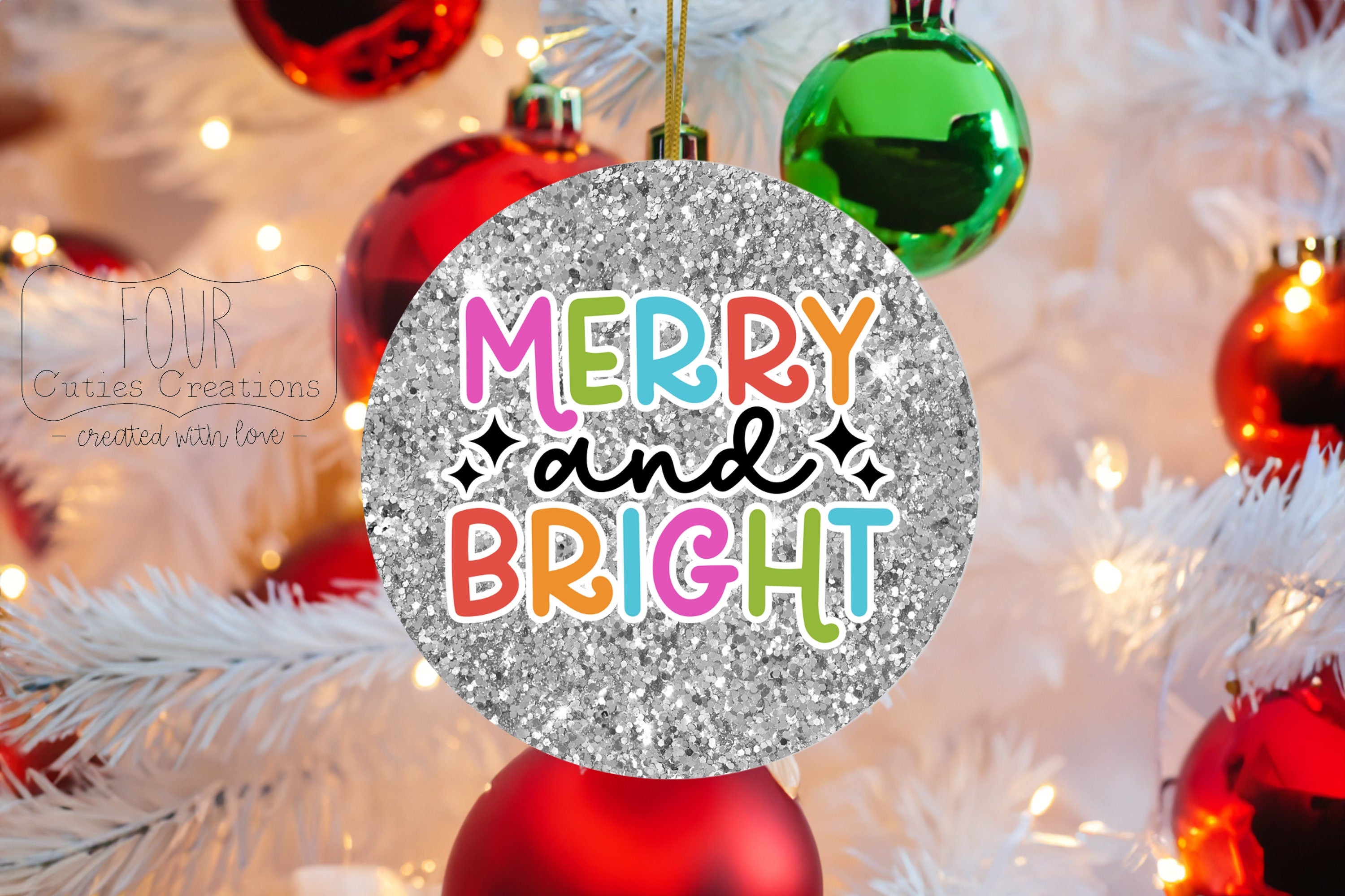 Merry and Bright Glitter Ornament