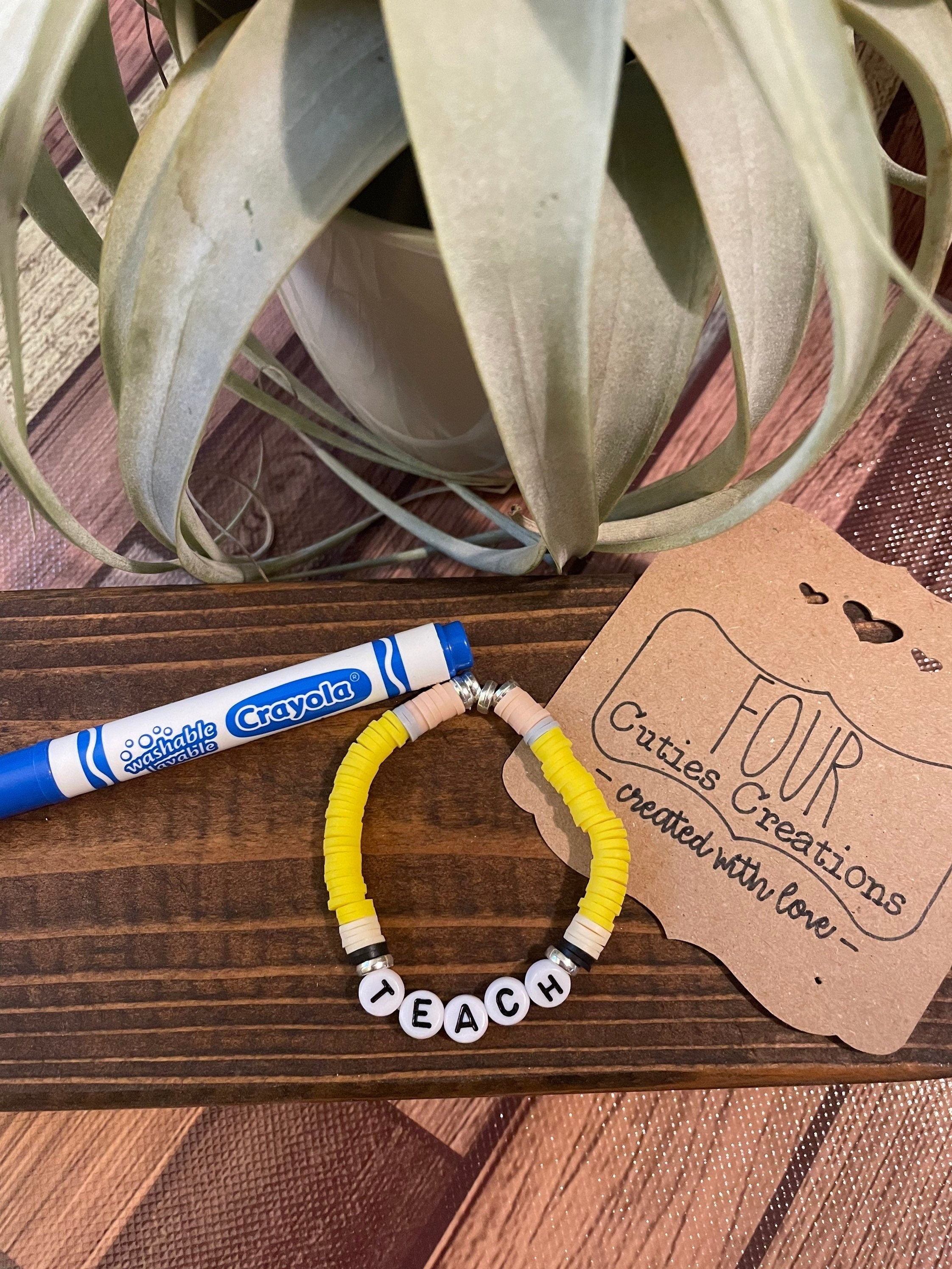 Teacher (Clay Heishi Bead) Pencil Bracelet