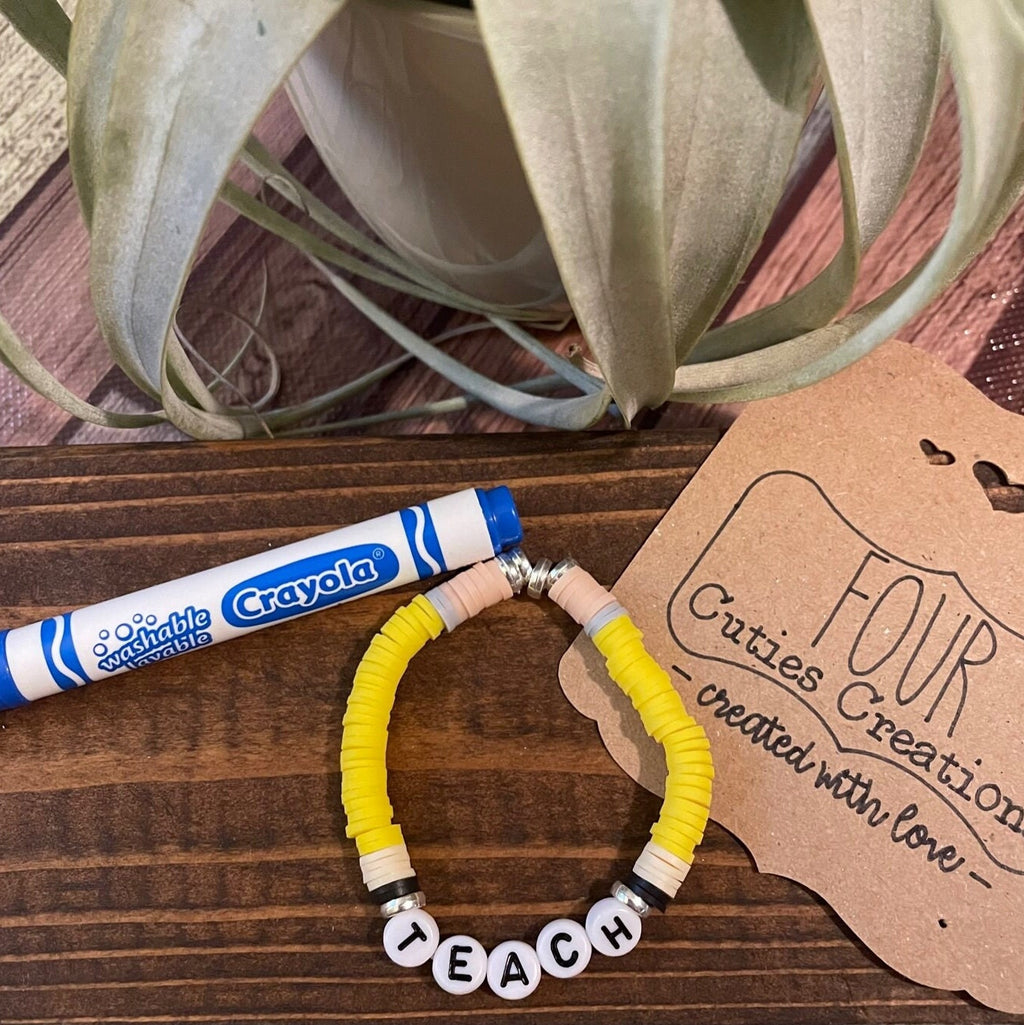 Teacher (Clay Heishi Bead) Pencil Bracelet