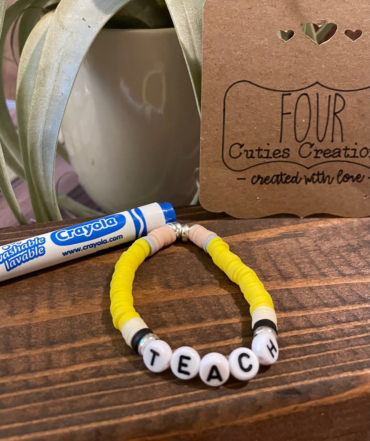 Teacher (Clay Heishi Bead) Pencil Bracelet