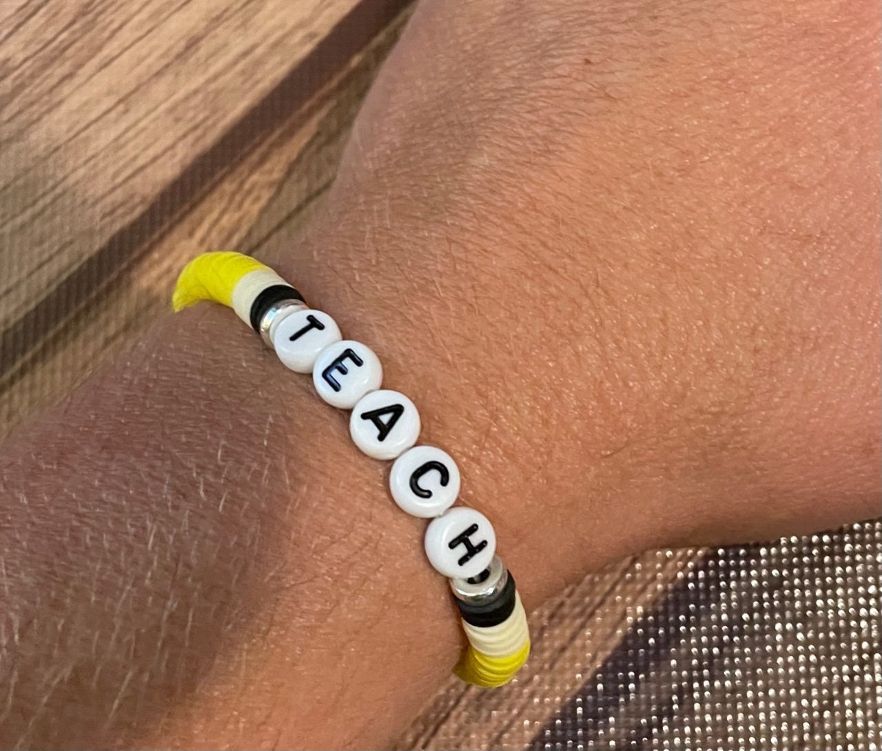 Teacher (Clay Heishi Bead) Pencil Bracelet