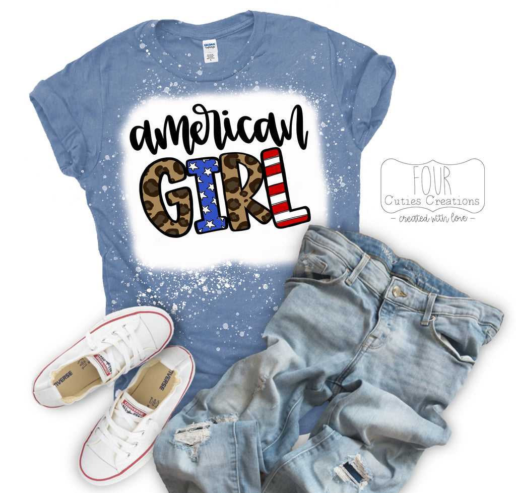 American Girl or American Mama 4th of July Bleached or Solid Tee