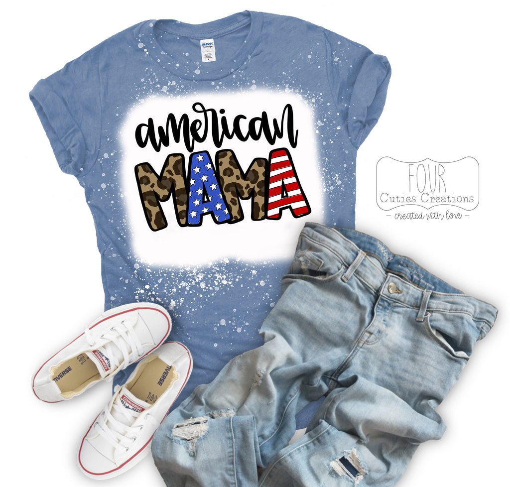 American Girl or American Mama 4th of July Bleached or Solid Tee