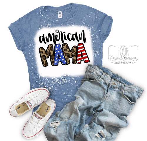 American Girl or American Mama 4th of July Bleached or Solid Tee