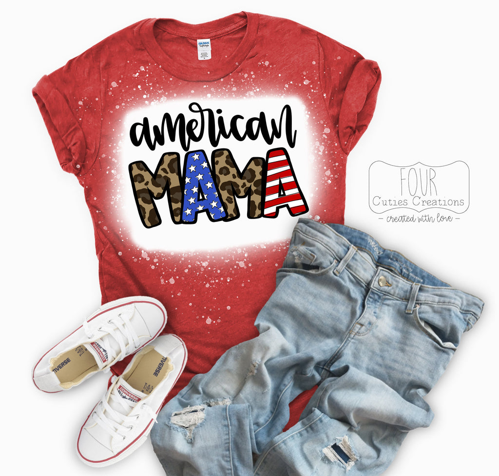 American Girl or American Mama 4th of July Bleached or Solid Tee