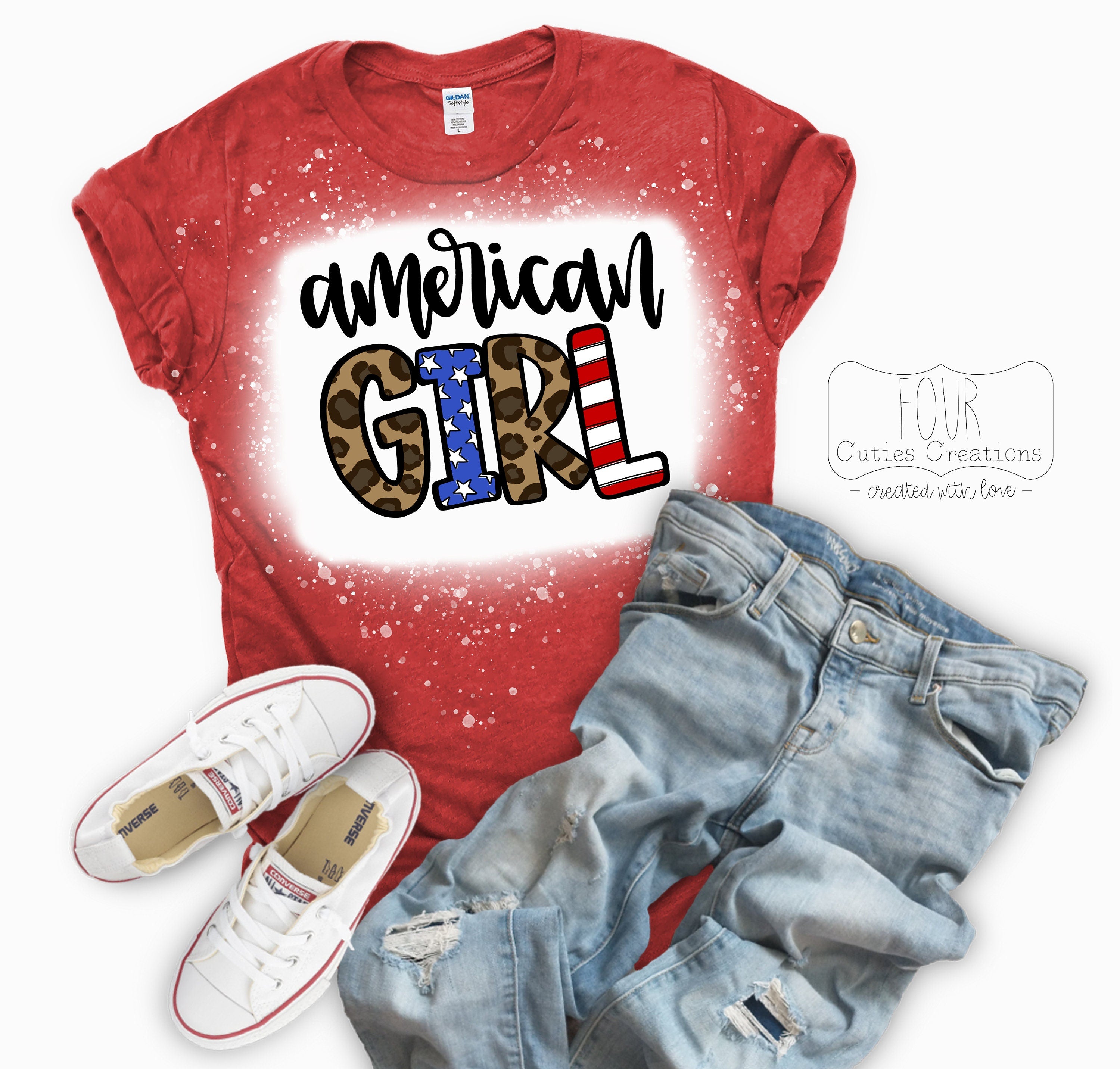 American Girl or American Mama 4th of July Bleached or Solid Tee