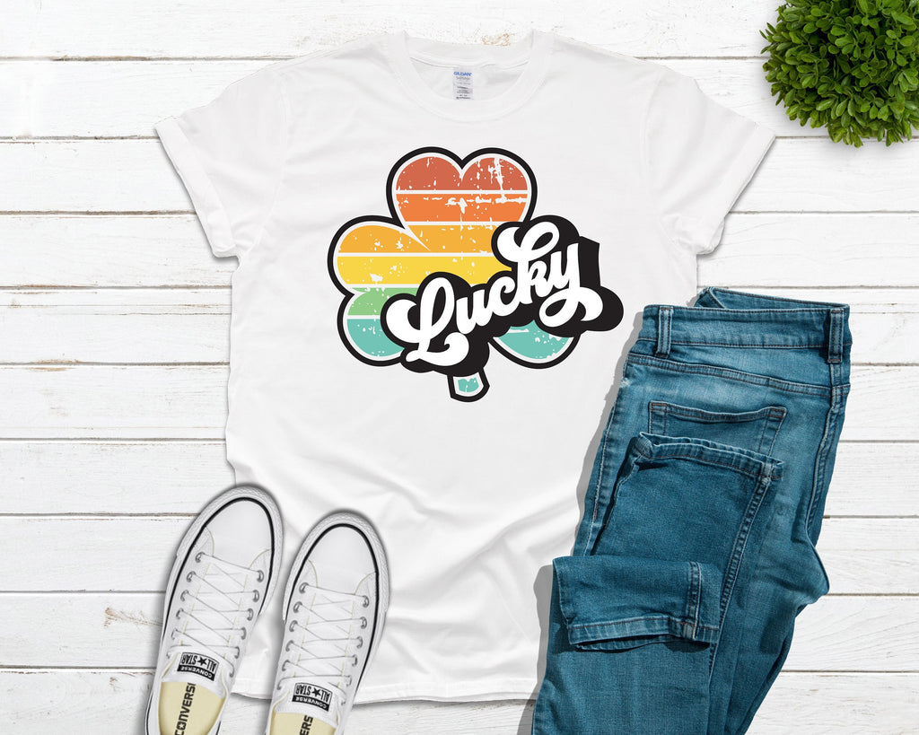 Lucky Rainbow Shamrock (Bleached or Solid) Tee