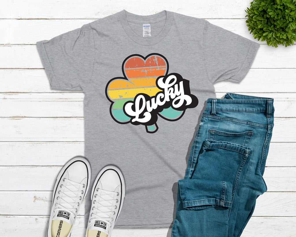 Lucky Rainbow Shamrock (Bleached or Solid) Tee