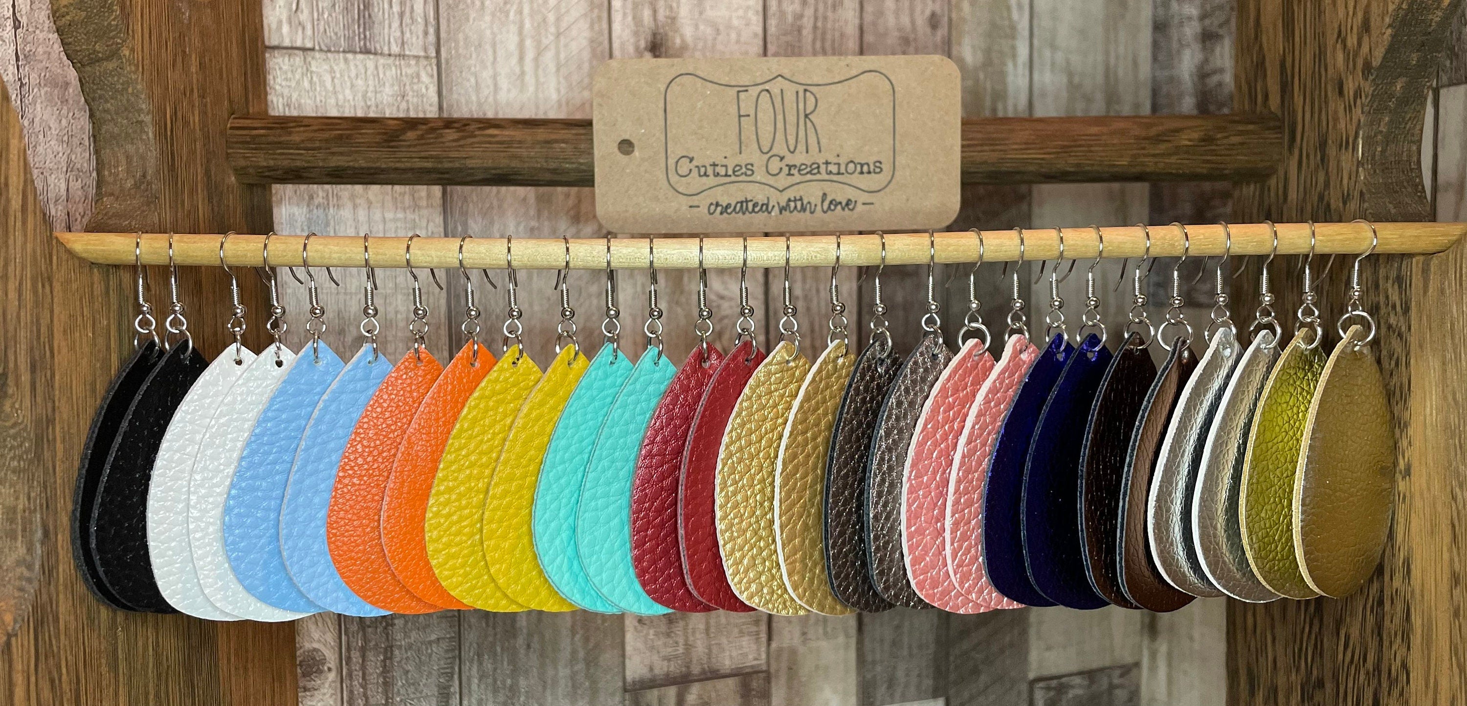 Faux Leather Double Sided Teardrop Earrings