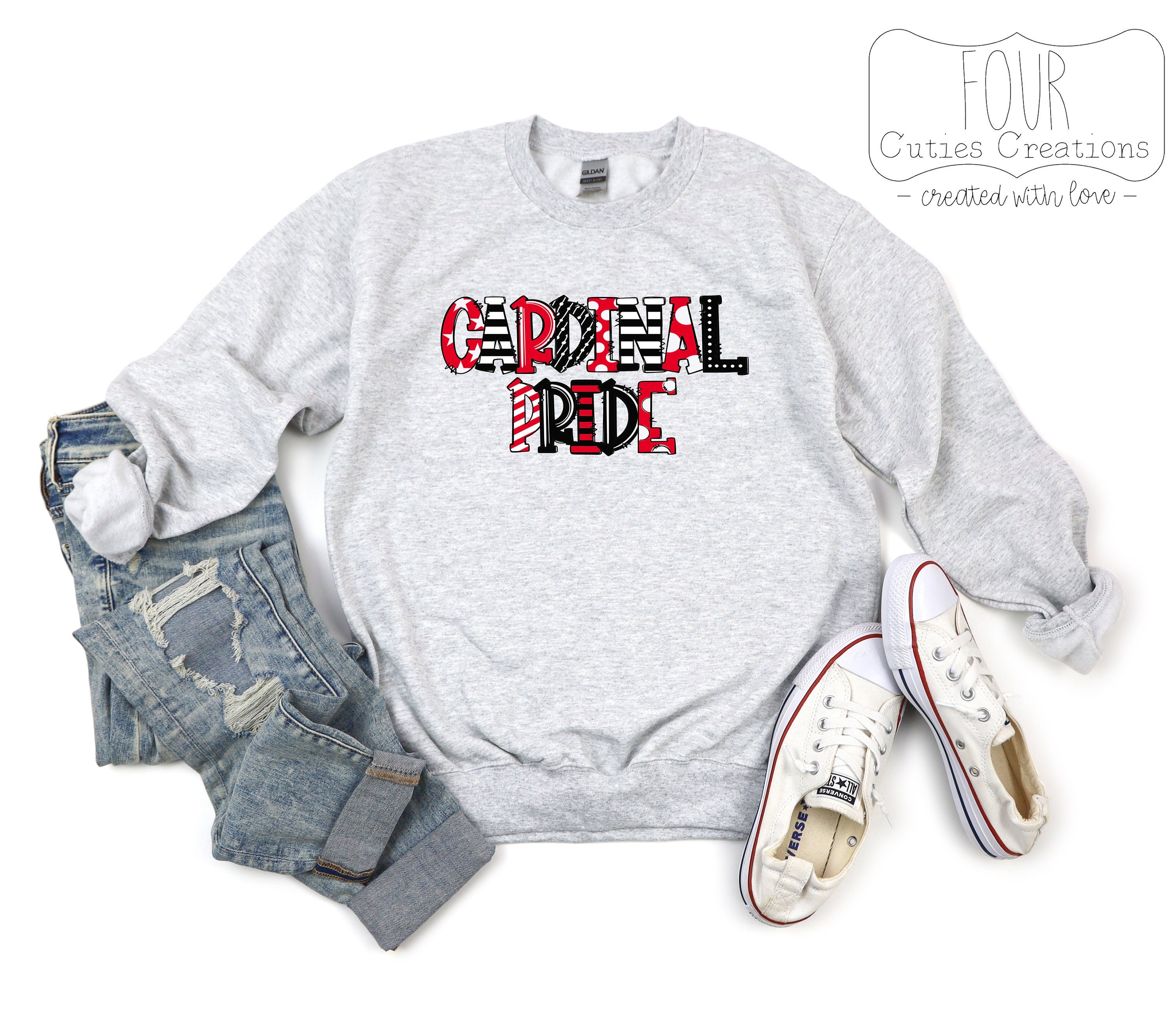 Cardinal Pride Doodle Sweatshirt or Hoodie