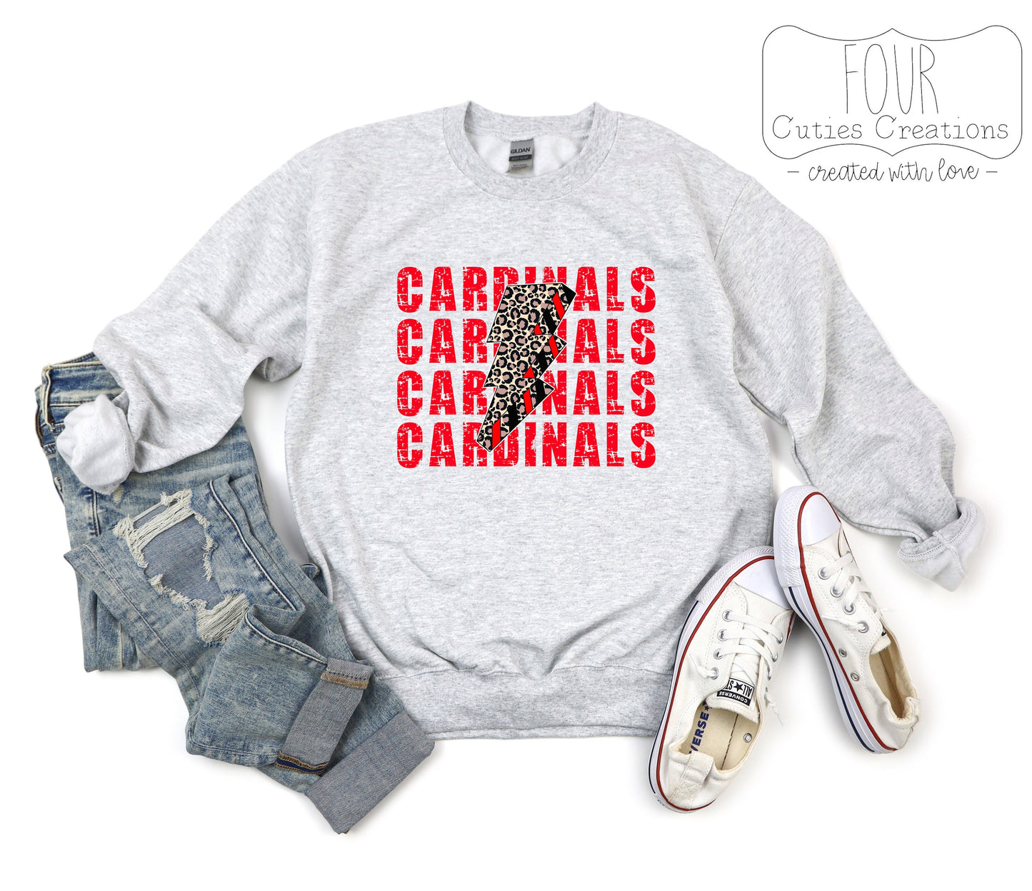 Cardinal Cheetah Lightning Bolt Sweatshirt