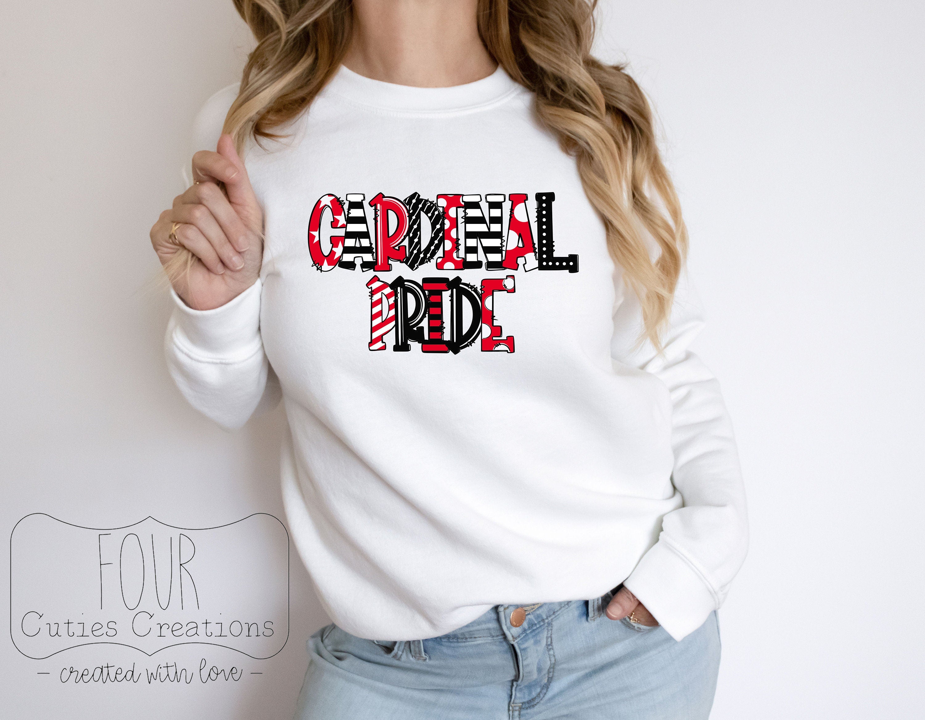 Cardinal Pride Doodle Sweatshirt or Hoodie