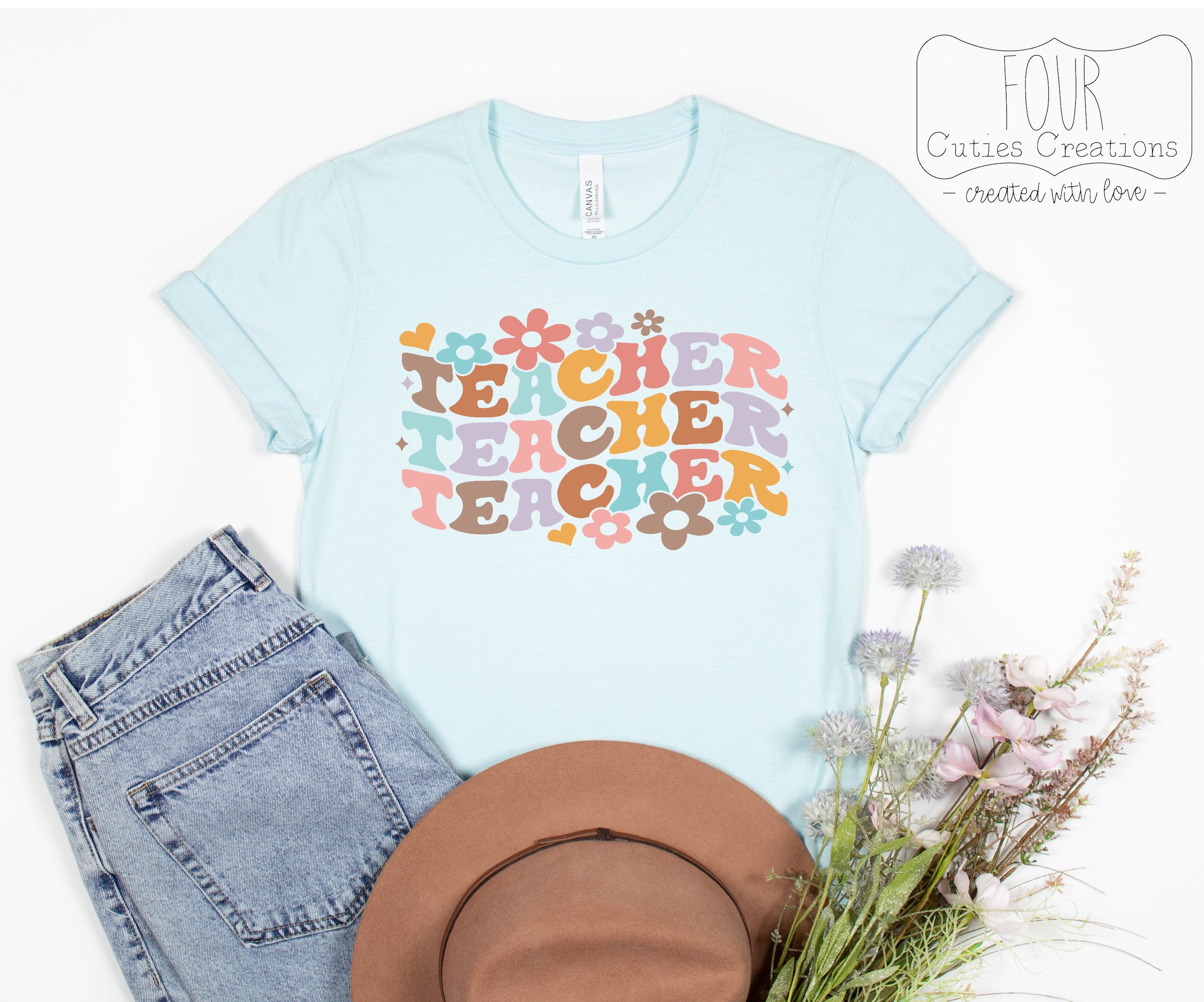 Retro Flower Wavy Teacher Tee