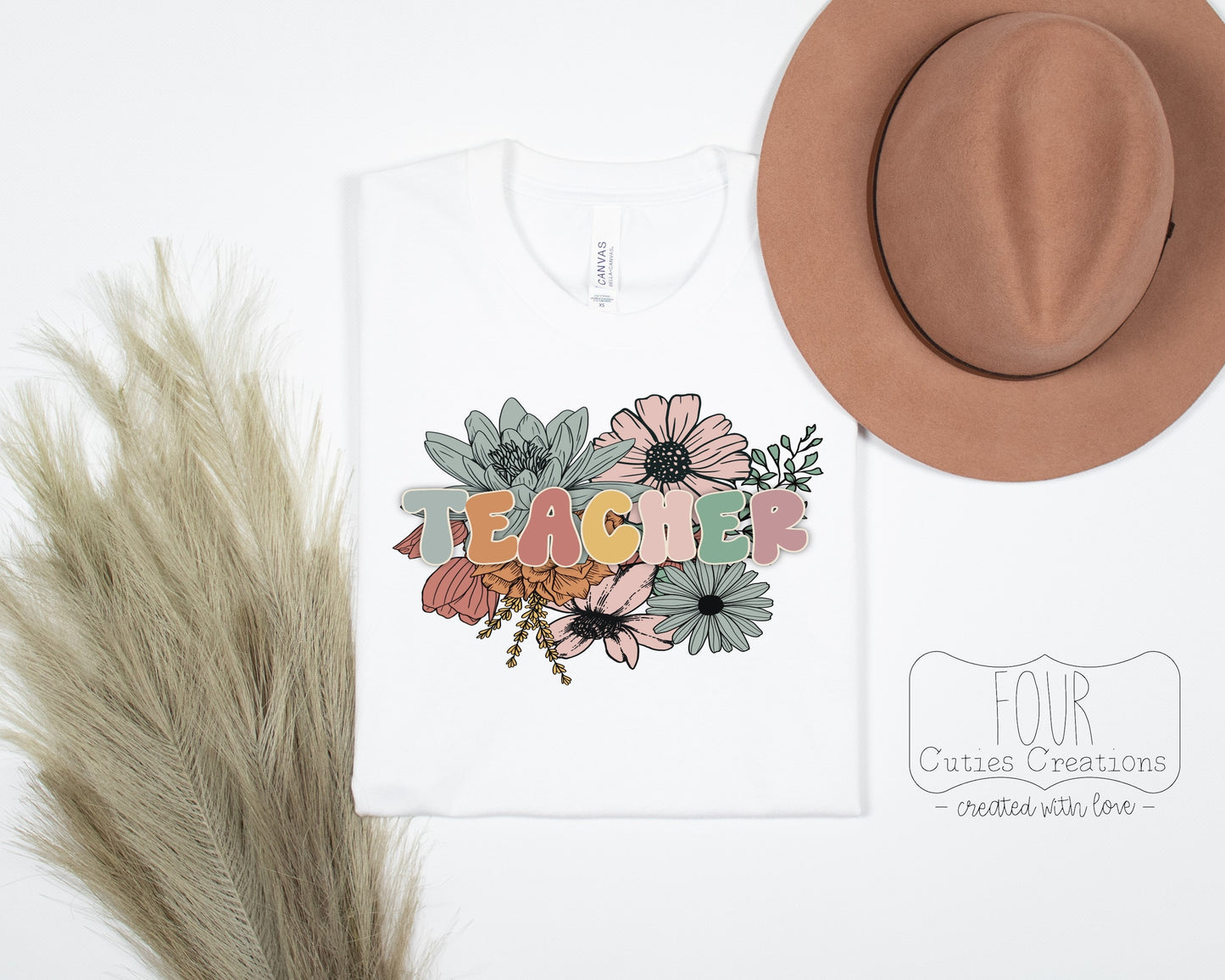 Retro Flowers Teacher Tee