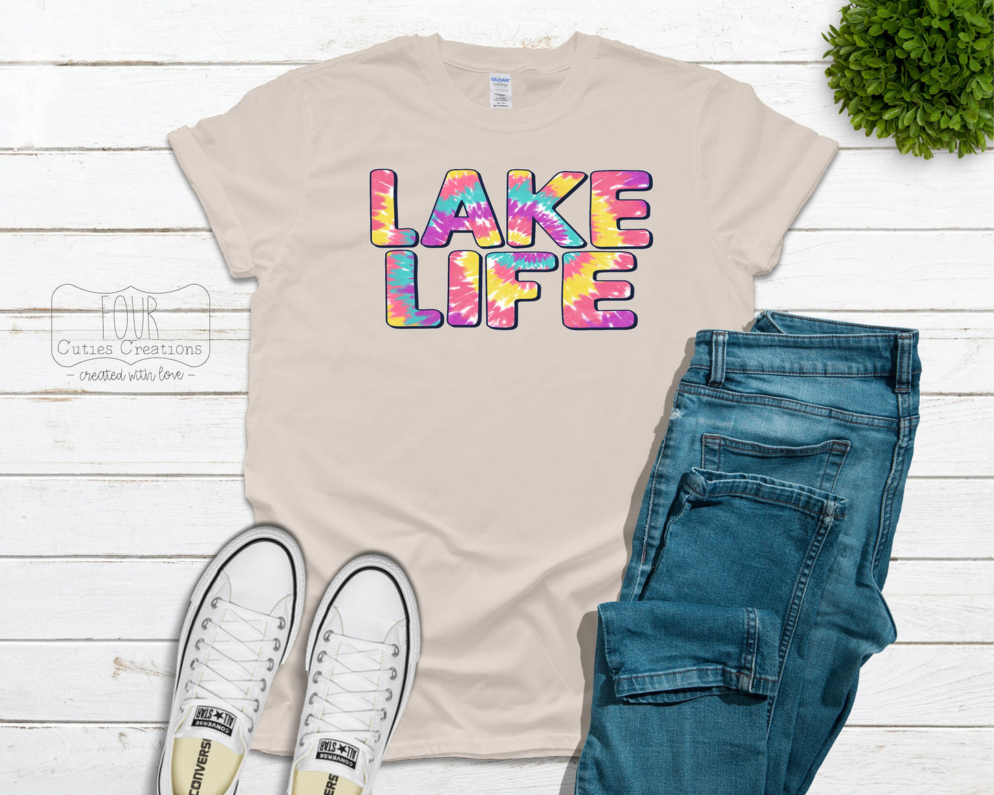 Lake Life or River Junkie Tie Dye Bleach Dye or Solid Tee