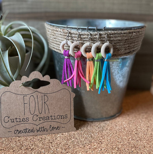 Wood & Suede Tassel Earring