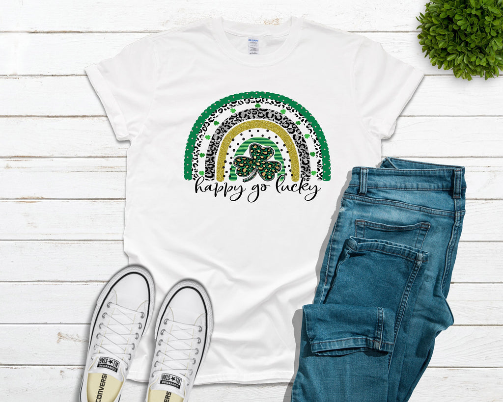 Happy Go Lucky Rainbow (Bleached or Solid) Tee