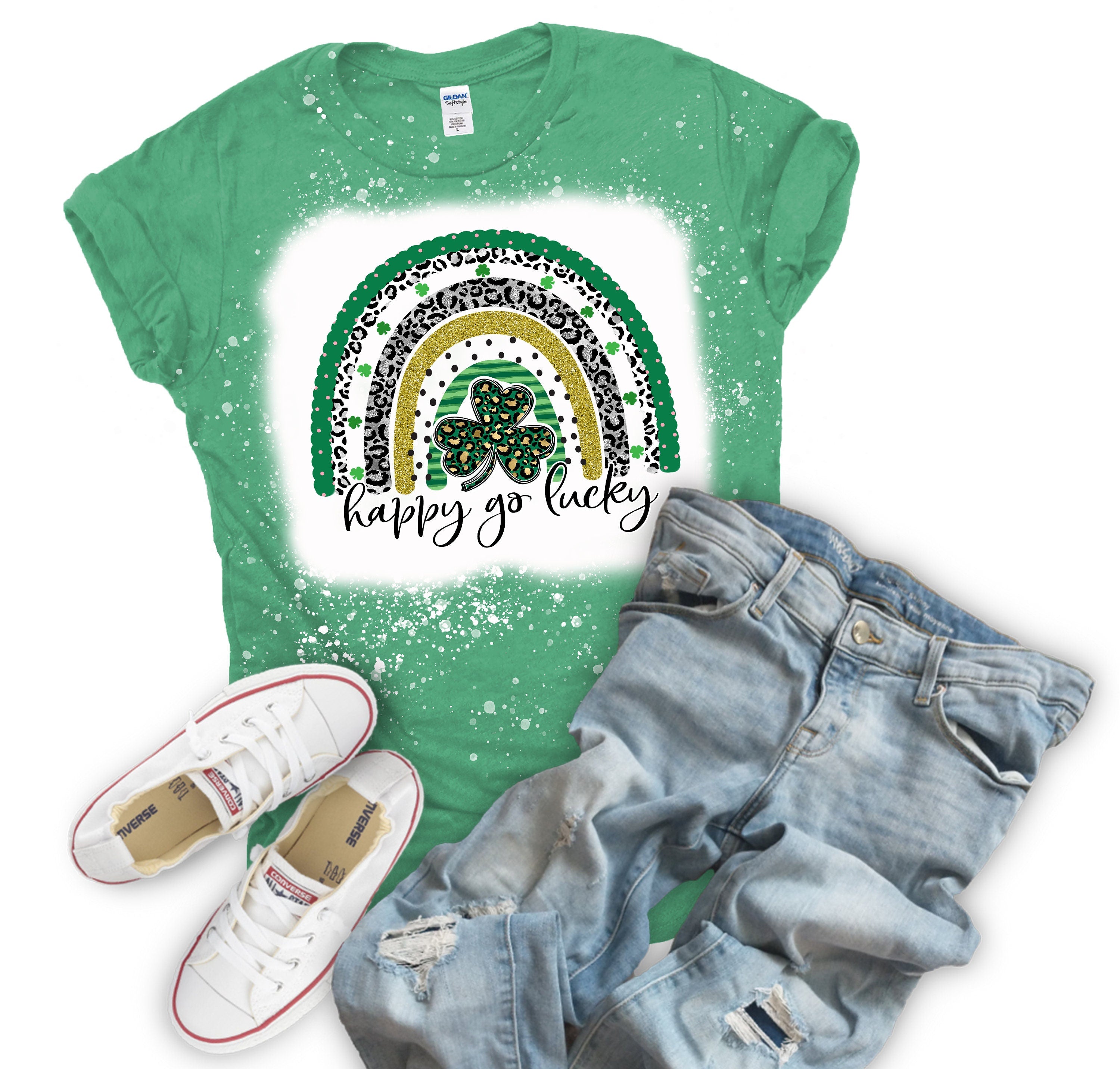 Happy Go Lucky Rainbow (Bleached or Solid) Tee