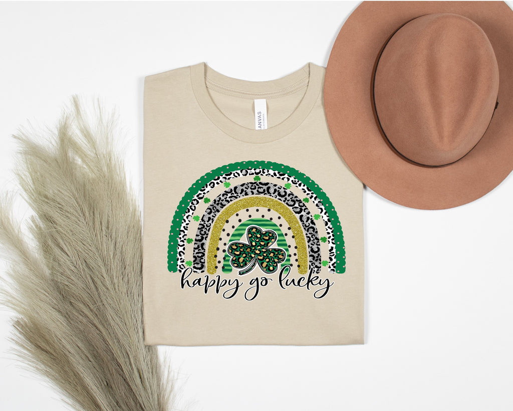 Happy Go Lucky Rainbow (Bleached or Solid) Tee