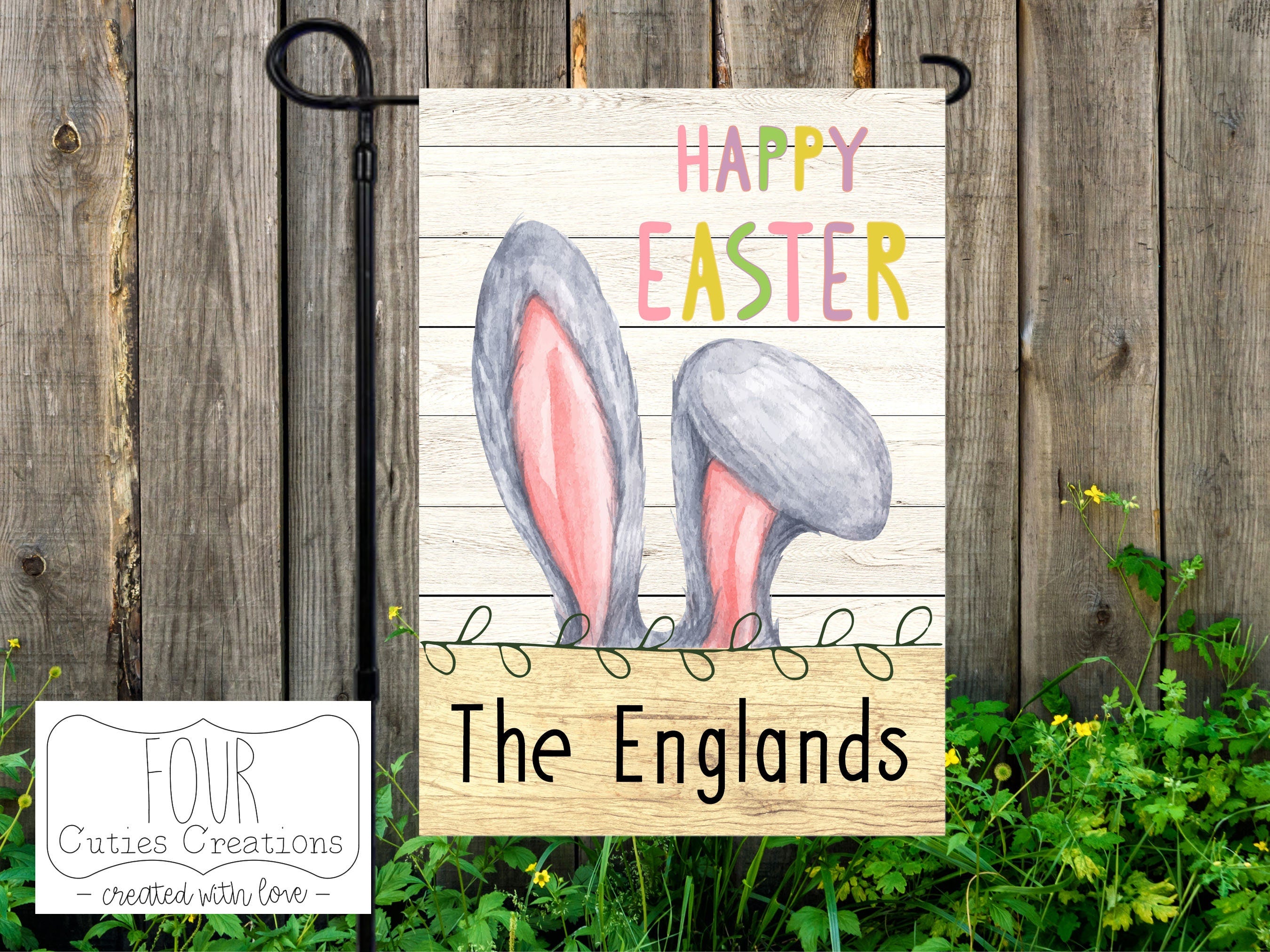 Happy Easter, Easter Bunny Personalized Garden Flag