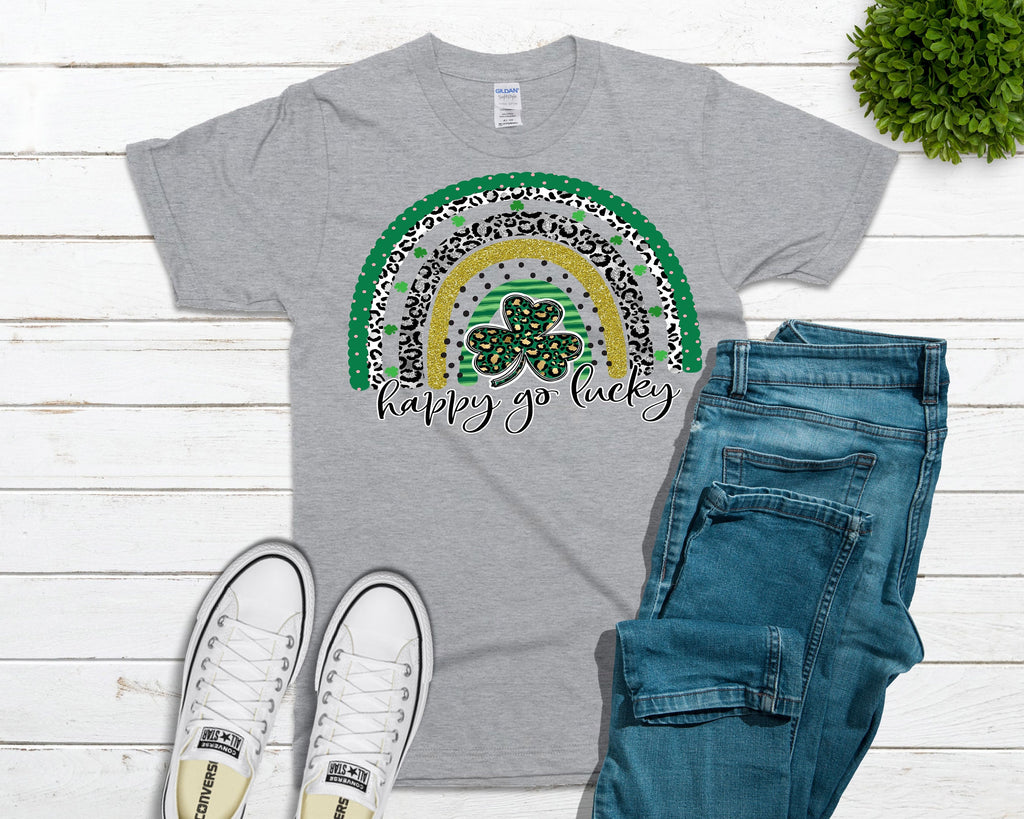 Happy Go Lucky Rainbow (Bleached or Solid) Tee