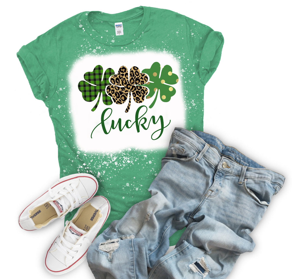 Lucky Shamrock Trio (Bleached or Solid) Tee