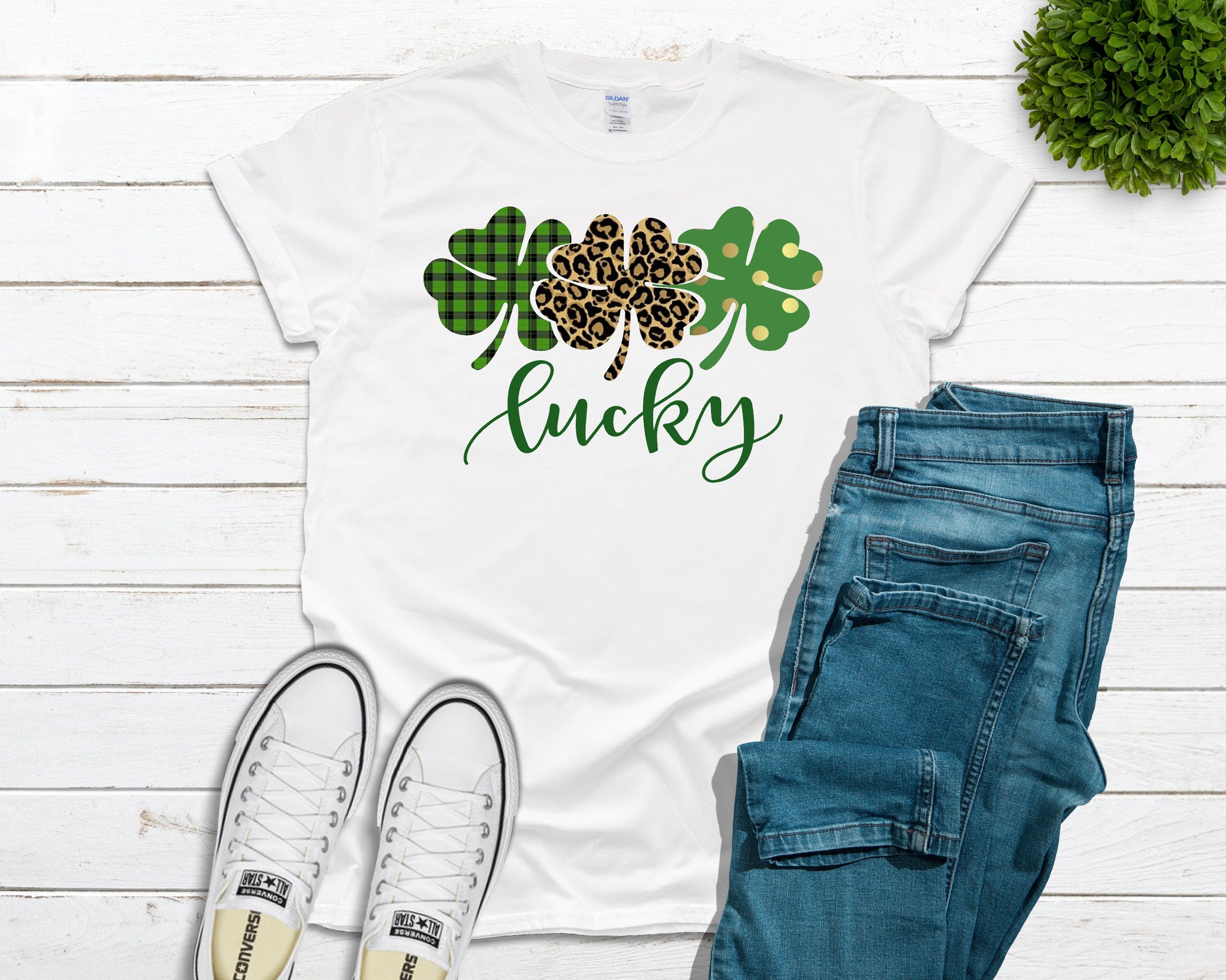 Lucky Shamrock Trio (Bleached or Solid) Tee