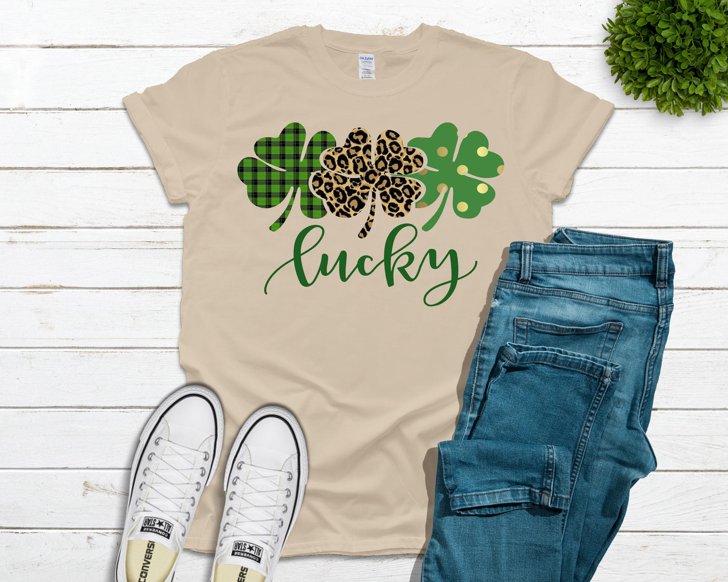 Lucky Shamrock Trio (Bleached or Solid) Tee