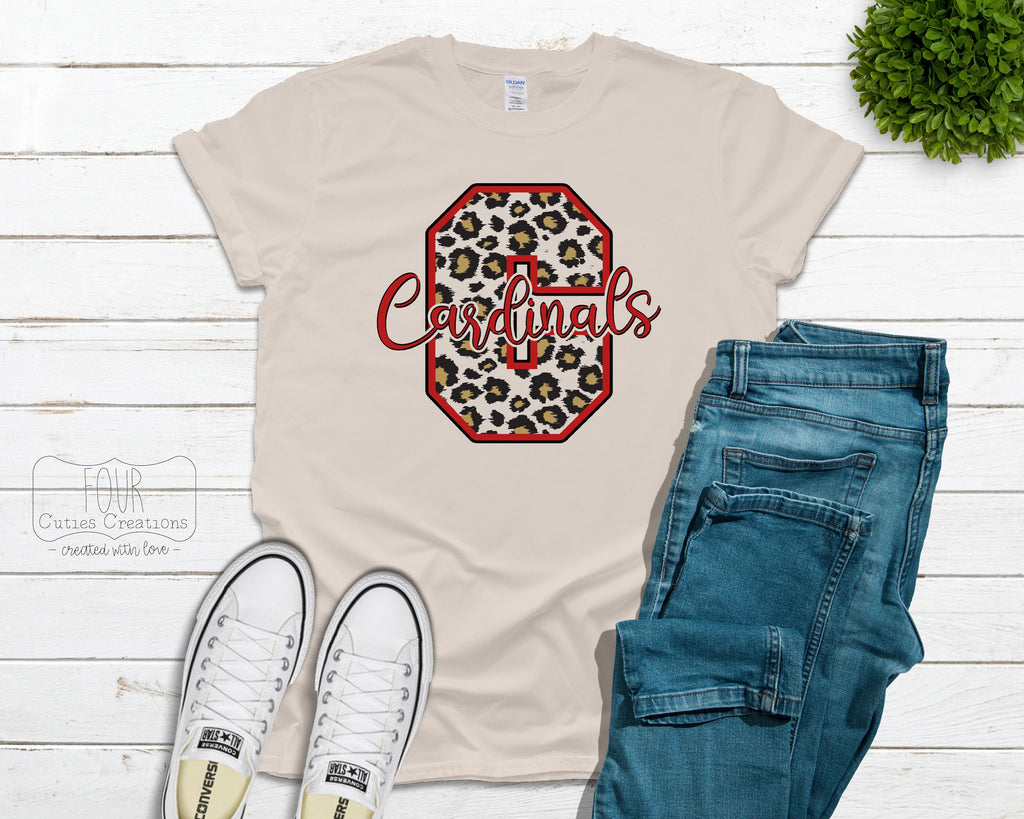 Cardinals Leopard Bleached or Solid Tee