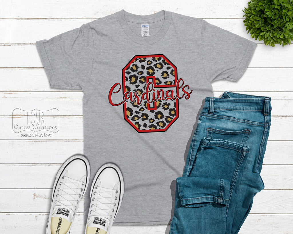 Cardinals Leopard Bleached or Solid Tee