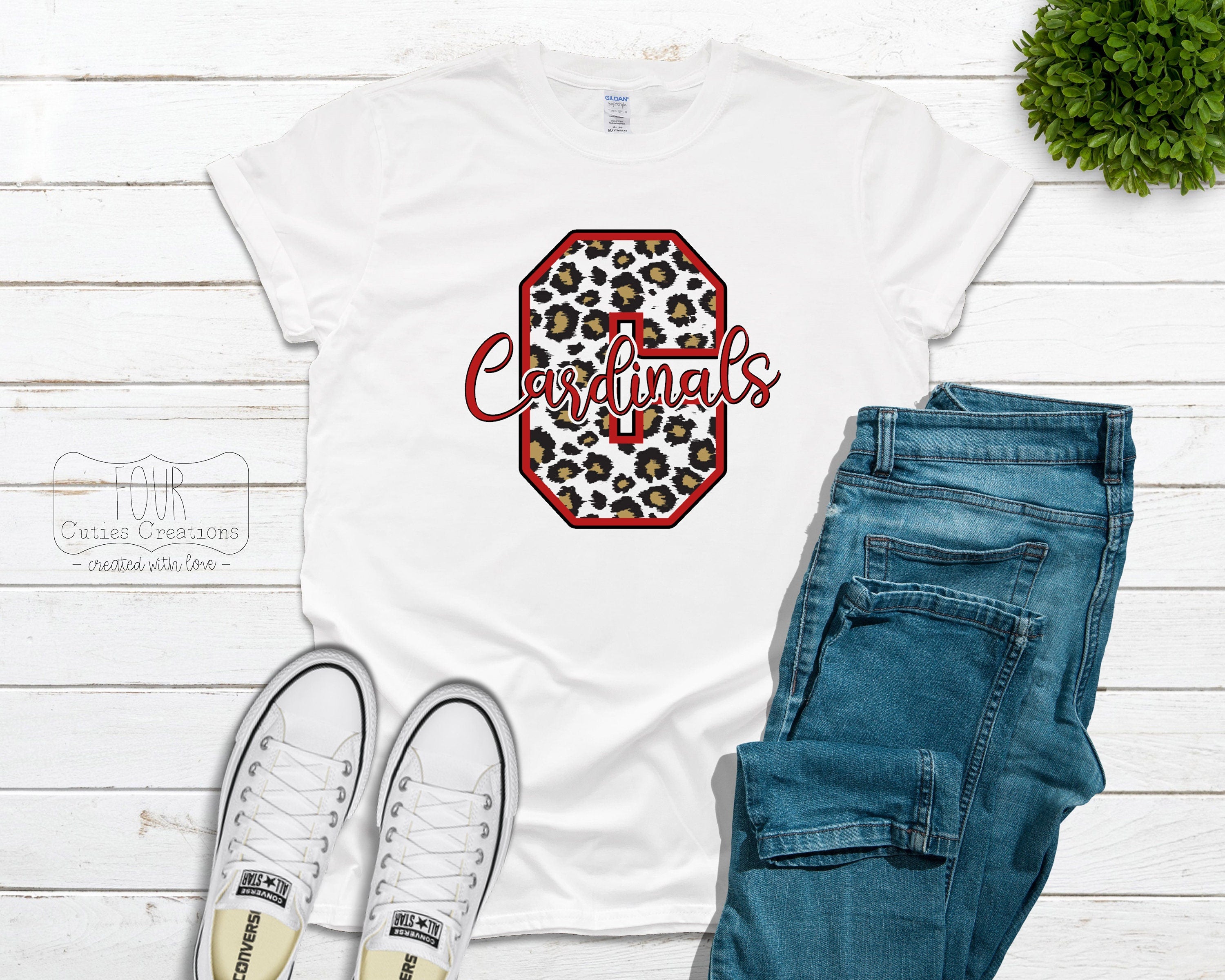 Cardinals Leopard Bleached or Solid Tee