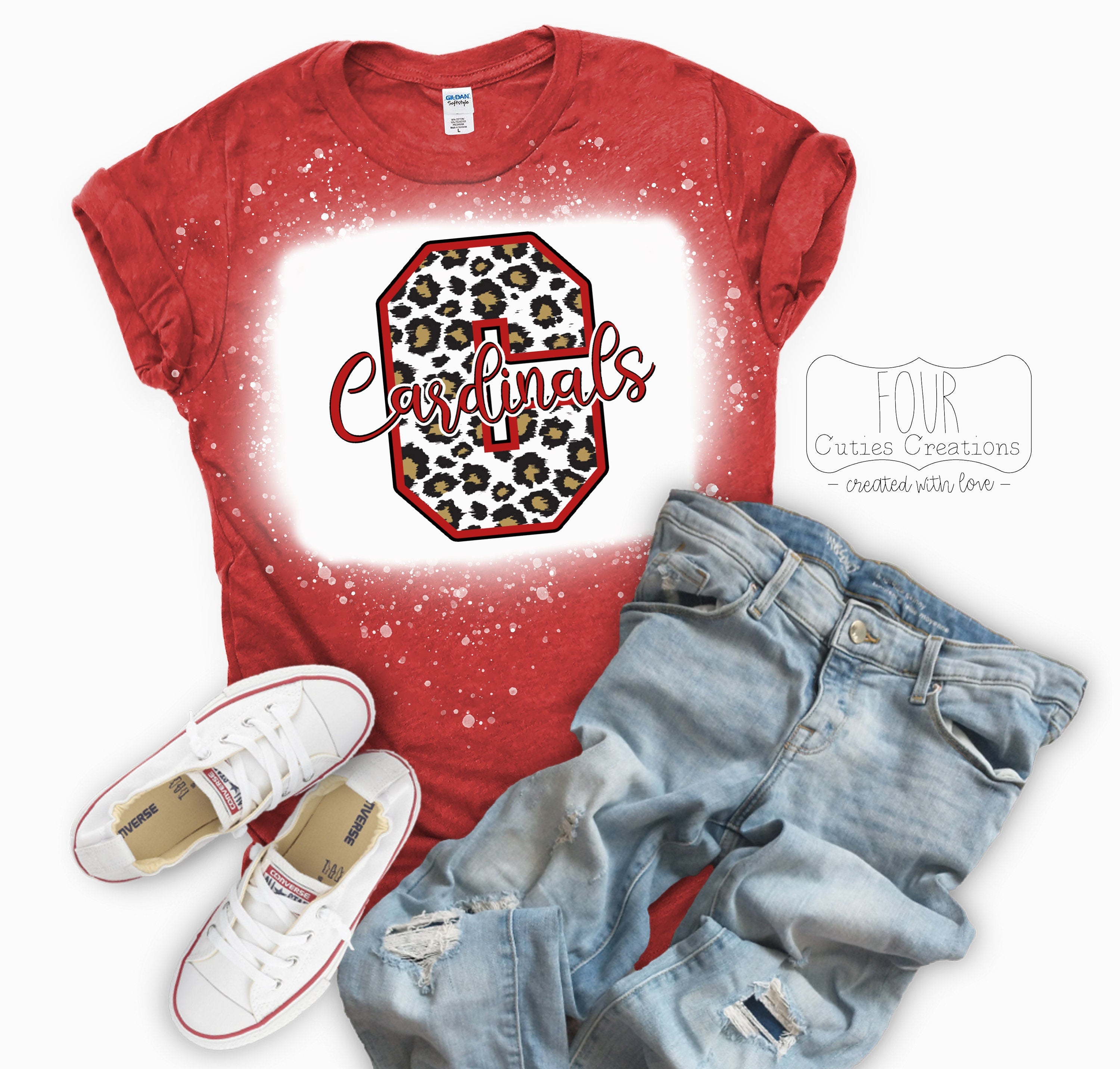 Cardinals Leopard Bleached or Solid Tee