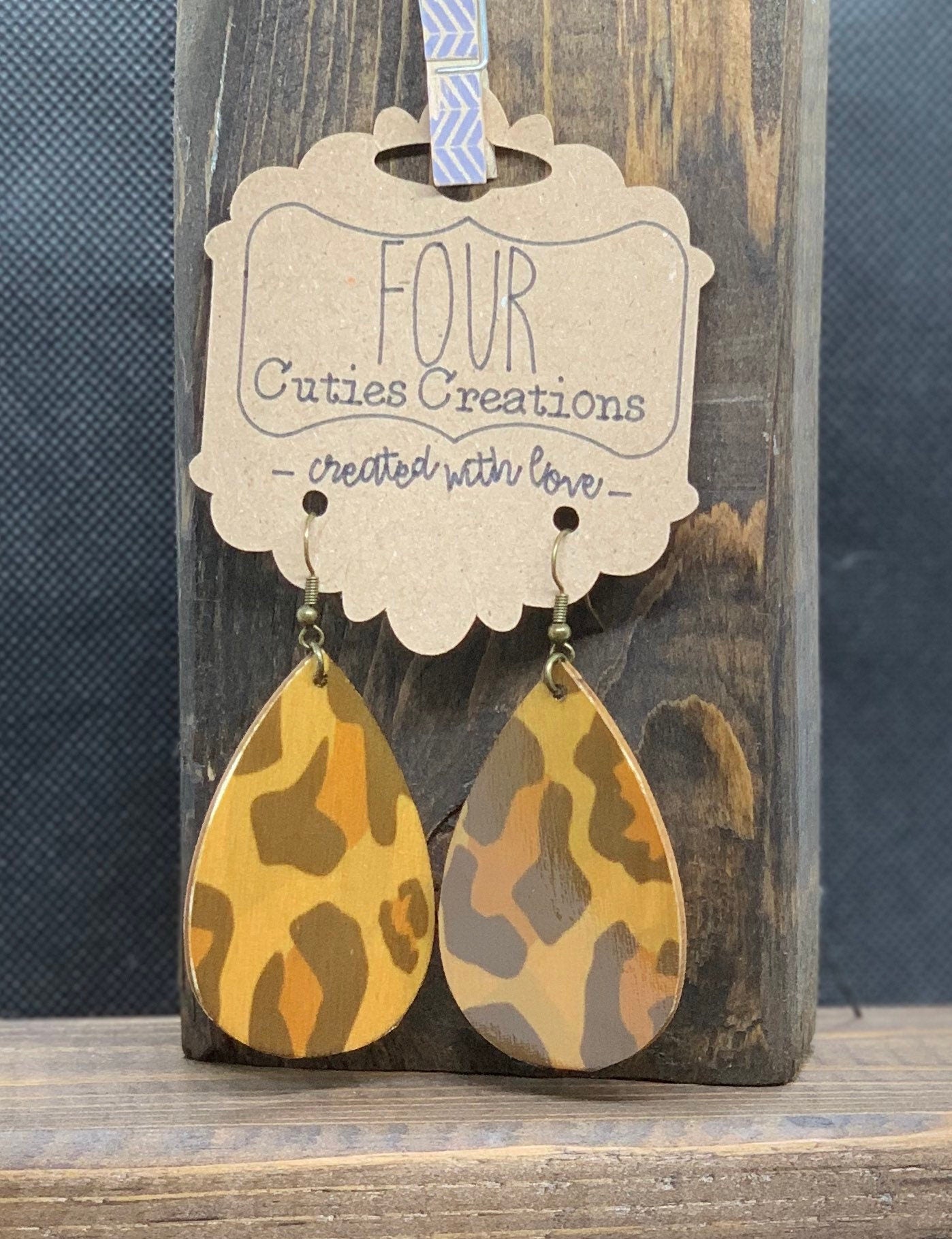 Animal Print Wooden Earrings