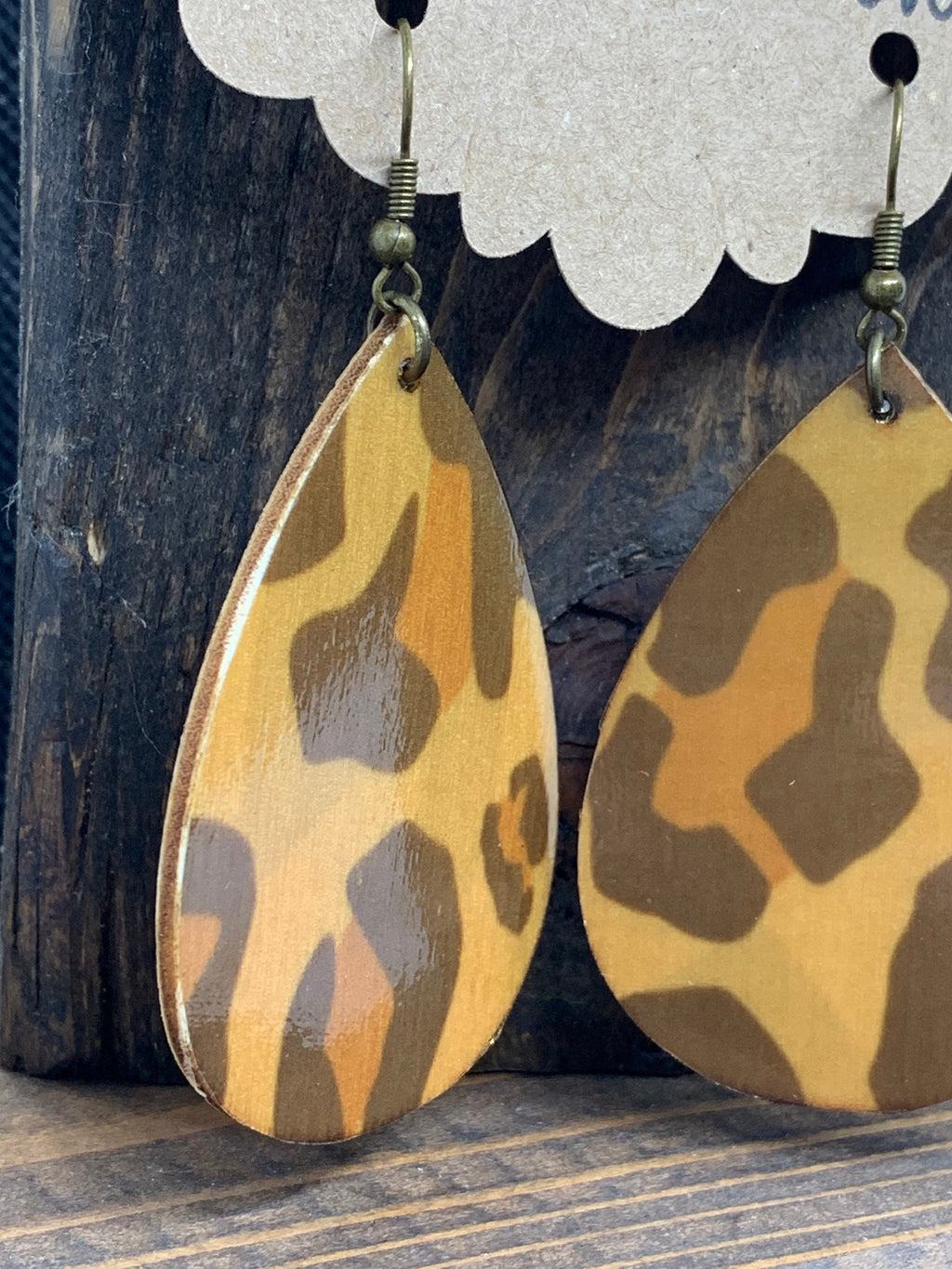 Animal Print Wooden Earrings