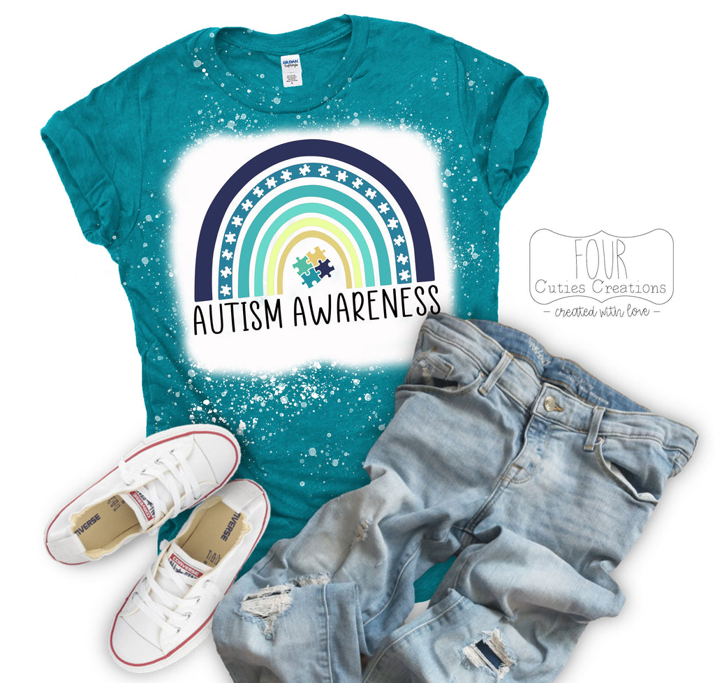 Autism Rainbow Bleach Dye Tee