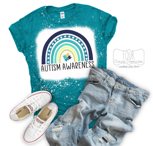 Autism Rainbow Bleach Dye Tee