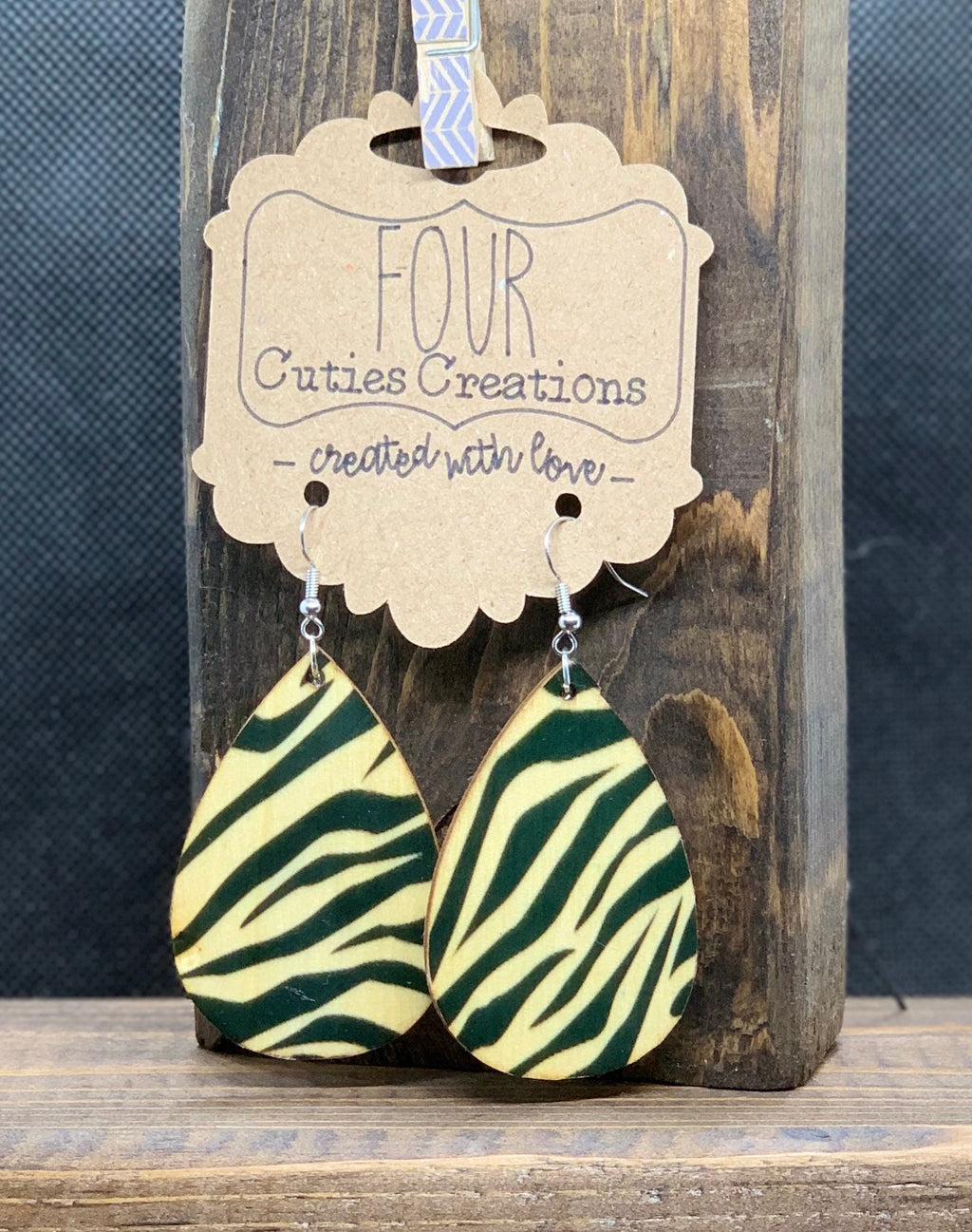 Animal Print Wooden Earrings