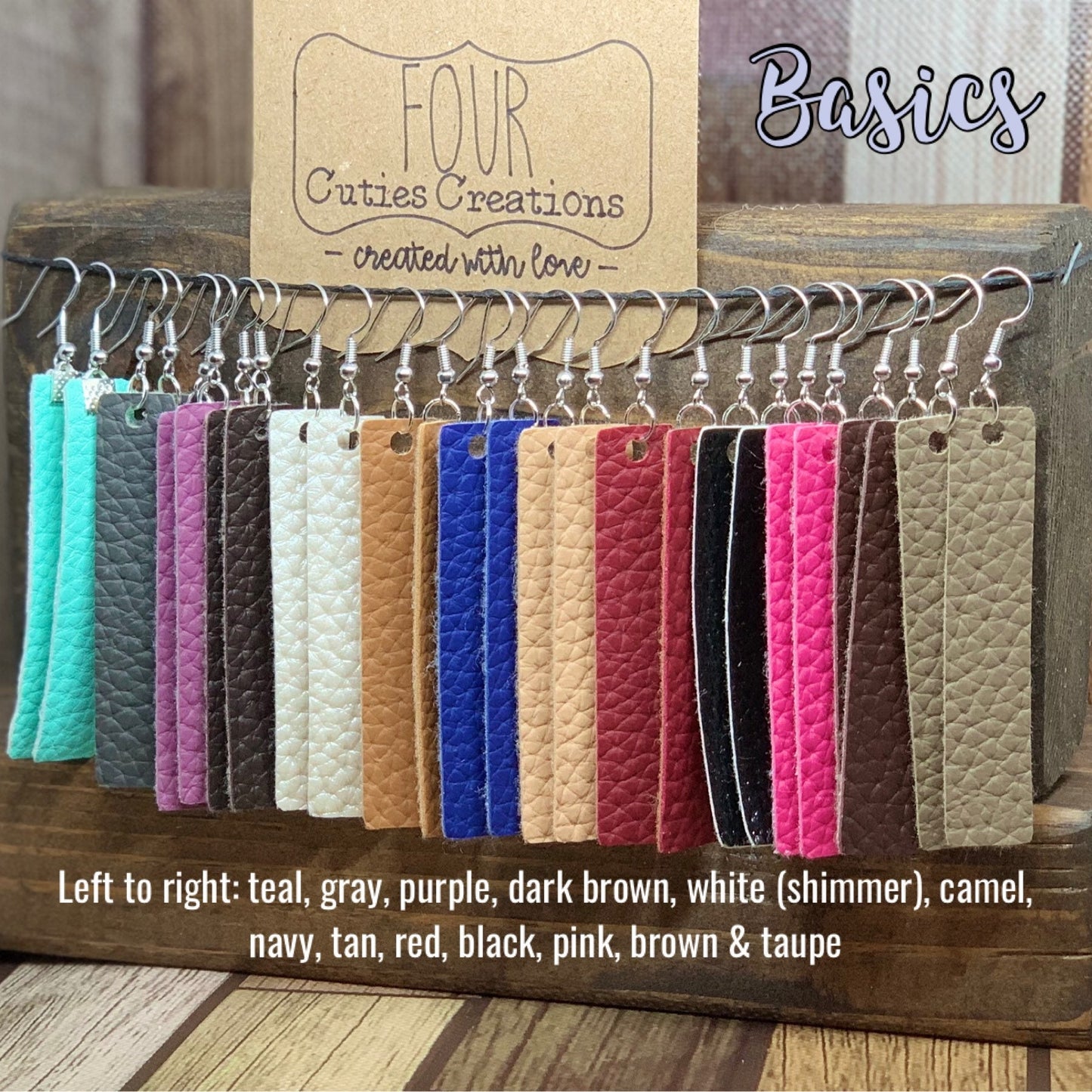 Faux Leather Bar Earrings