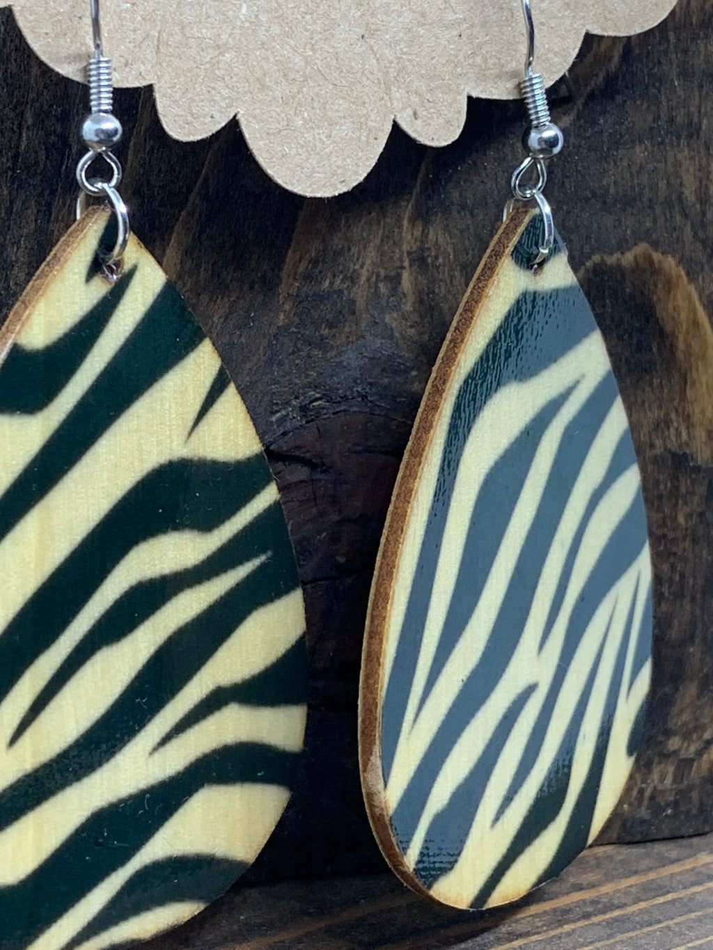 Animal Print Wooden Earrings